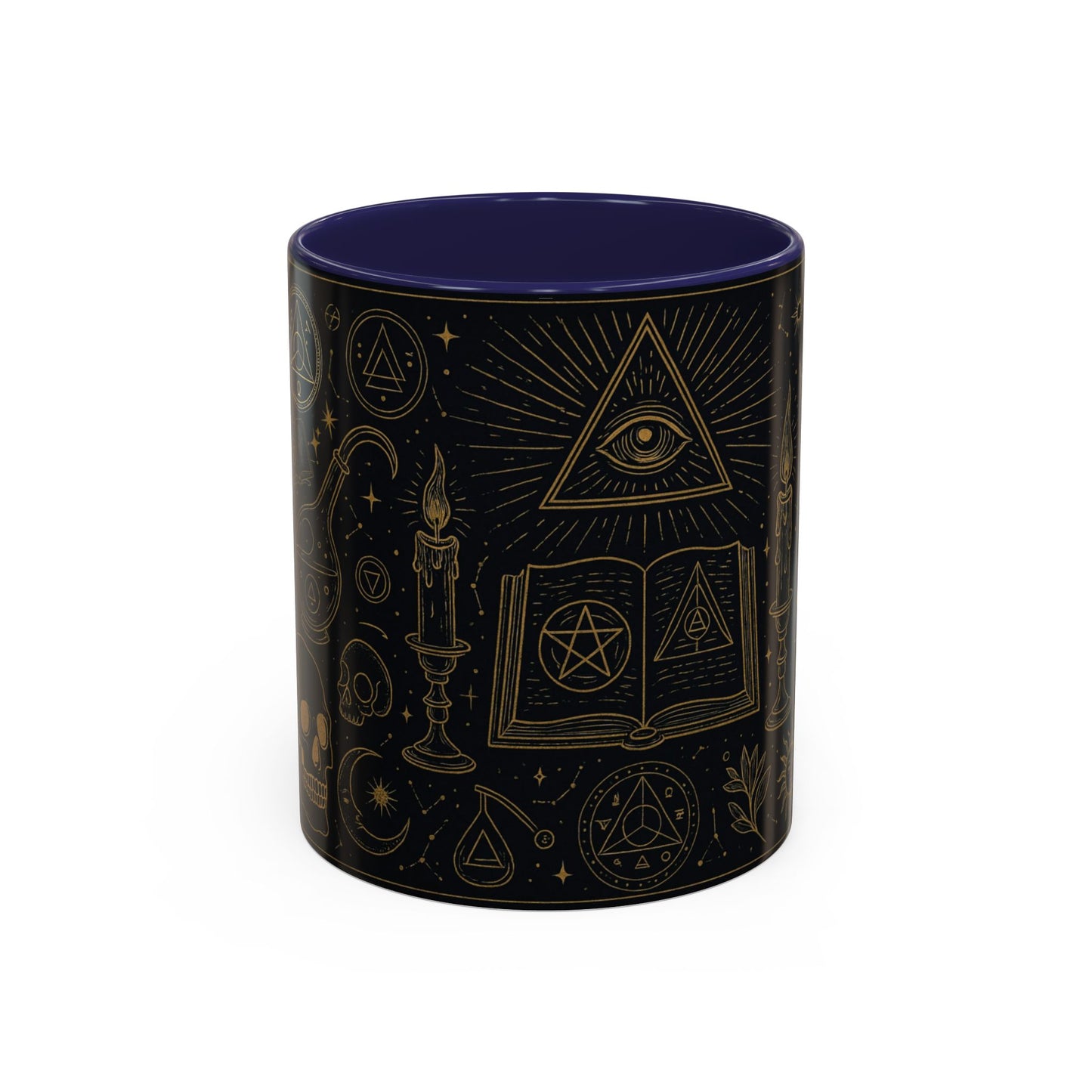 Witchy Aesthetic Coffee Mug โ 15oz Black & Purple Ceramic with Occult Symbols โ Goth Kitchen Decor, Halloween Gift Idea - 11oz/15oz