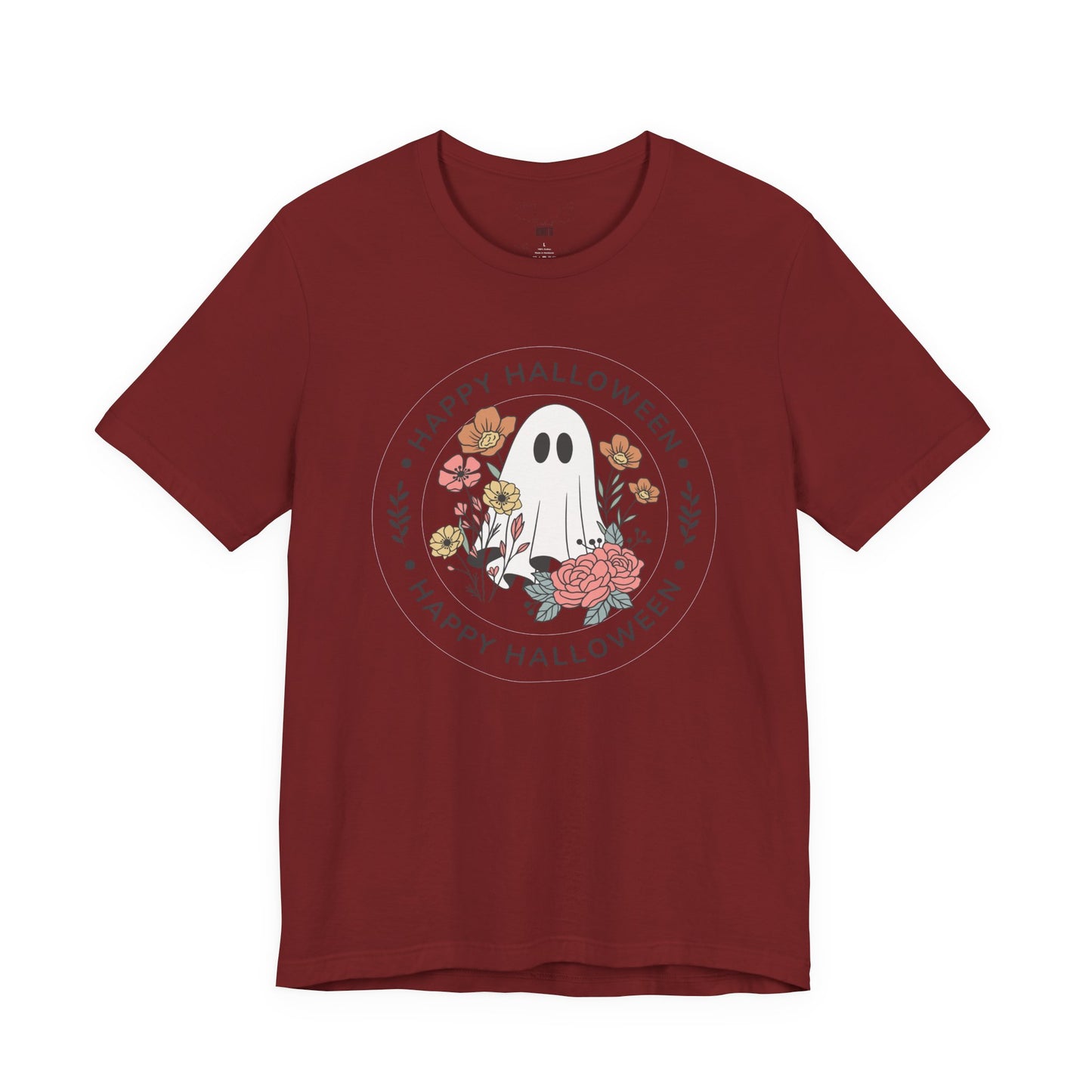 Happy Halloween Floral Ghost Tee – Bella+Canvas 3001