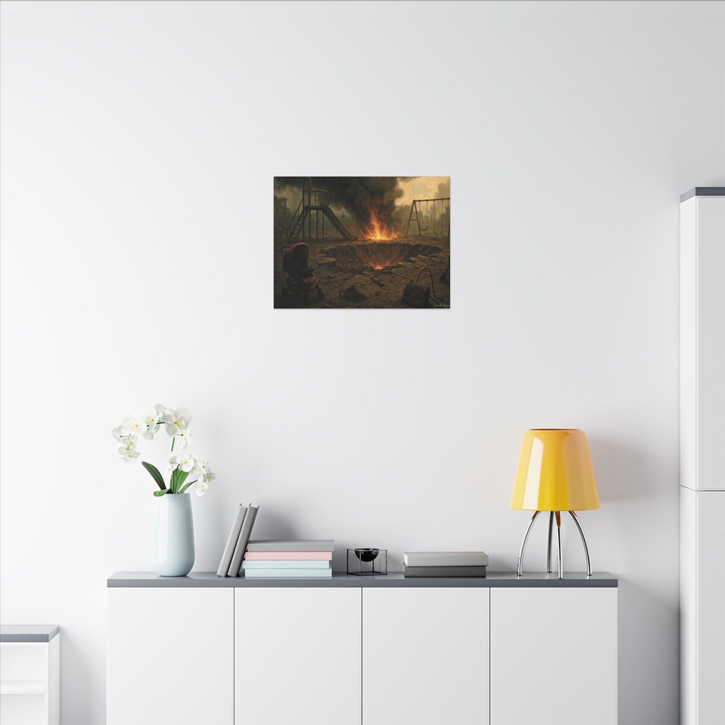 Apocalyptic Playground Canvas Print – Dark Surreal Landscape Wall Art – Post-Apocalyptic Home Décor