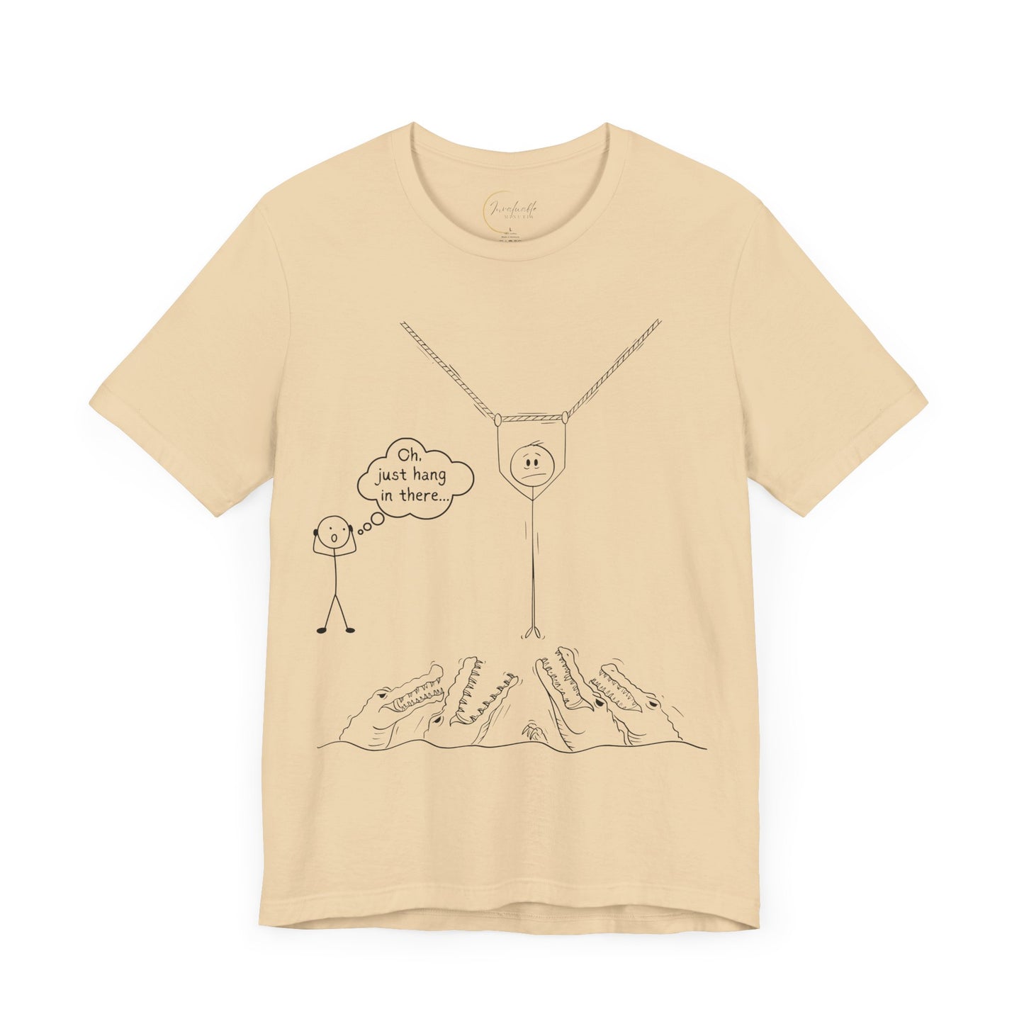 “Hang in There…” Stick Figure Tee | Dark Humor Graphic Shirt | Bella+Canvas Unisex