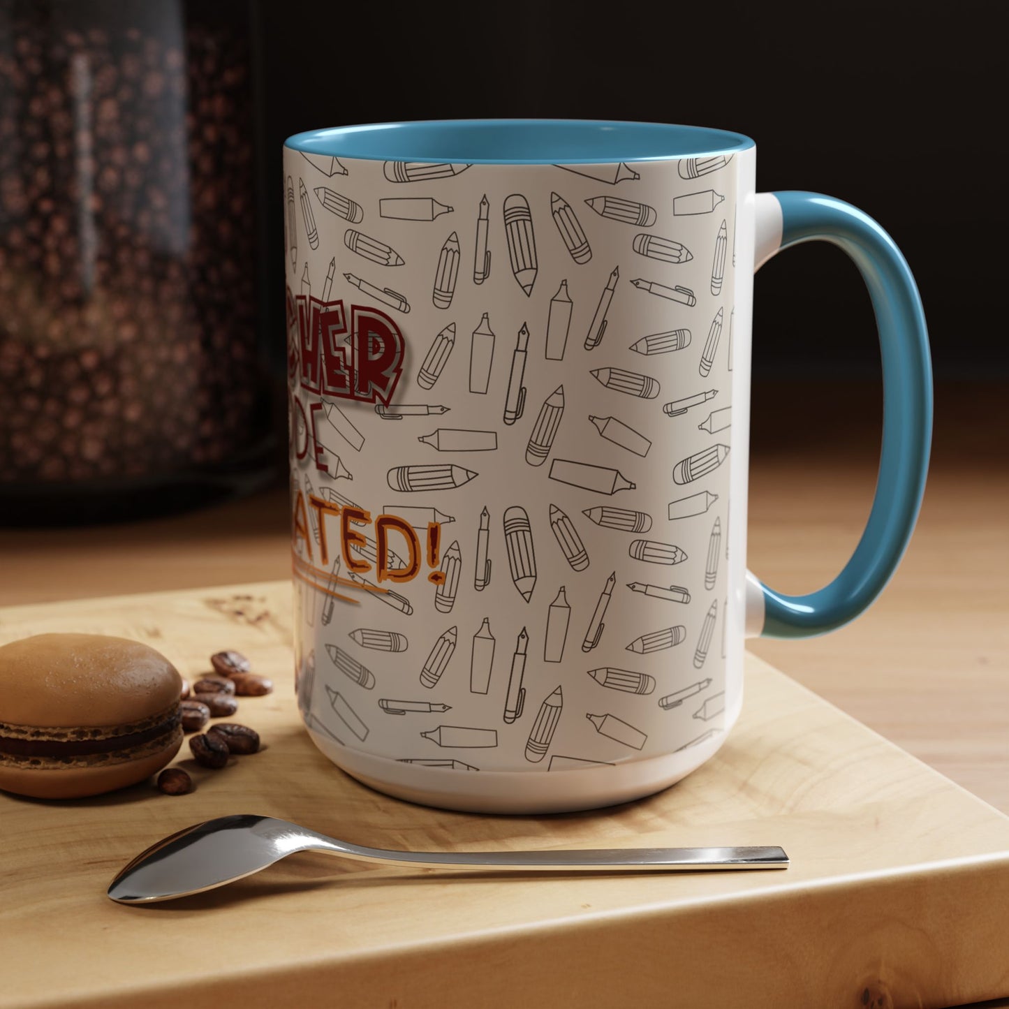 Funny Teacher Coffee Mug – Back to School Gift – “Teacher Mode Activated” – Color Accent 11oz 15oz – Classroom Decor – Durable Ceramic – Education Life