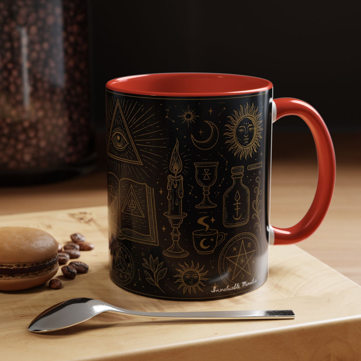 Witchy Aesthetic Coffee Mug โ 15oz Black & Purple Ceramic with Occult Symbols โ Goth Kitchen Decor, Halloween Gift Idea - 11oz/15oz