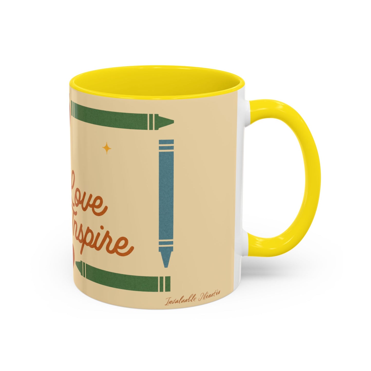 Teach Love Inspire Color Accent Mug (11oz/15oz) – Teacher Gift • Back to School • Durable Ceramic, Dishwasher & Microwave Safe
