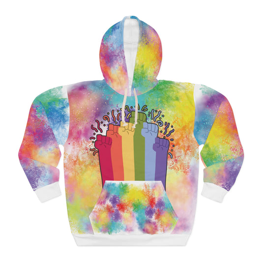 LOUD & PROUD Rainbow Resistance Hoodie – Unisex Tröja med Heltryck | Limited Pride Edition