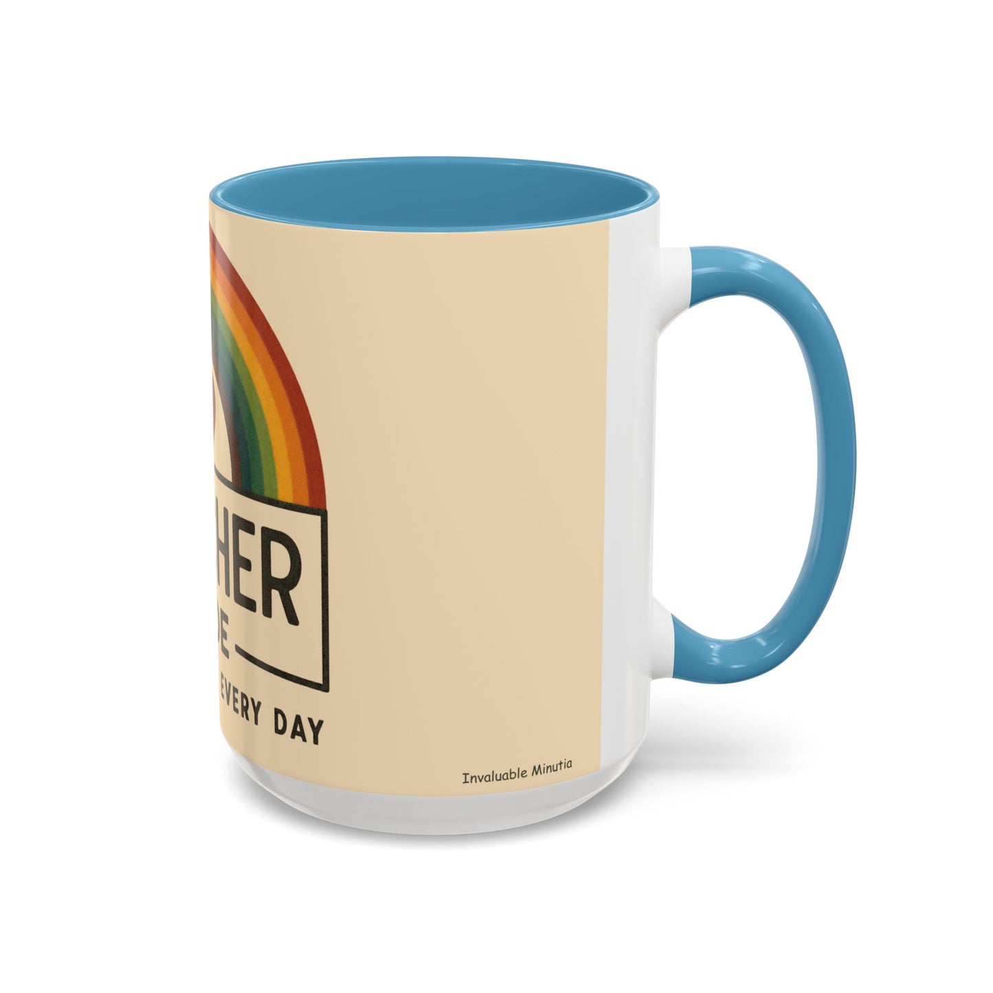 Teacher Mode – Color Accent Mug (11oz/15oz) • Rainbow Heart • Teacher Gift • Dishwasher & Microwave Safe
