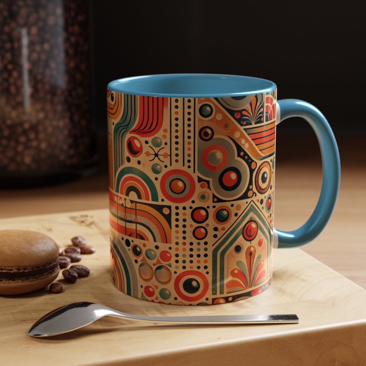 πΏ Retro Boho Accent Coffee Mug | 11oz & 15oz Ceramic Cup | Custom Colors Available
