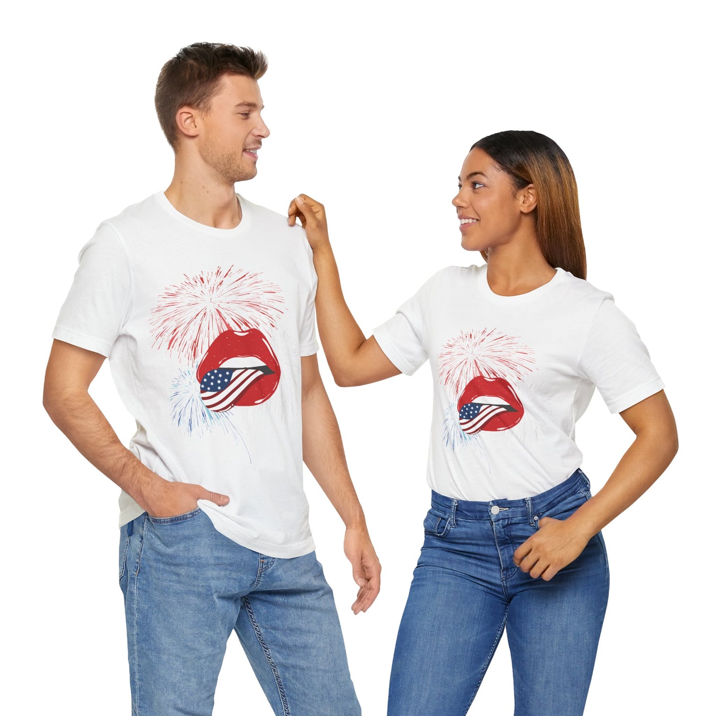 American Flag Lips Tee – Unisex Bella + Canvas Jersey Tee - 4th of July