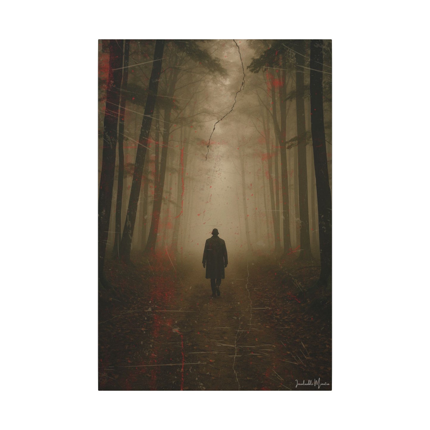 Vertical Foggy Forest Canvas Print – 'The Wanderer' | Moody Wall Art, Atmospheric Decor, Gothic Forestcore Vibes