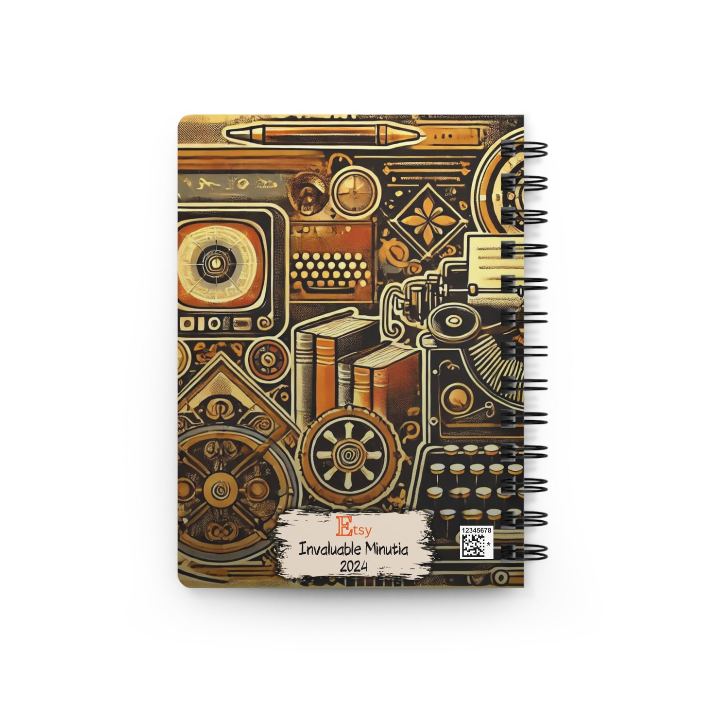 Spiral-Bound Journal – “Vintage Machinery” Steampunk Notebook Hardcover Journal
