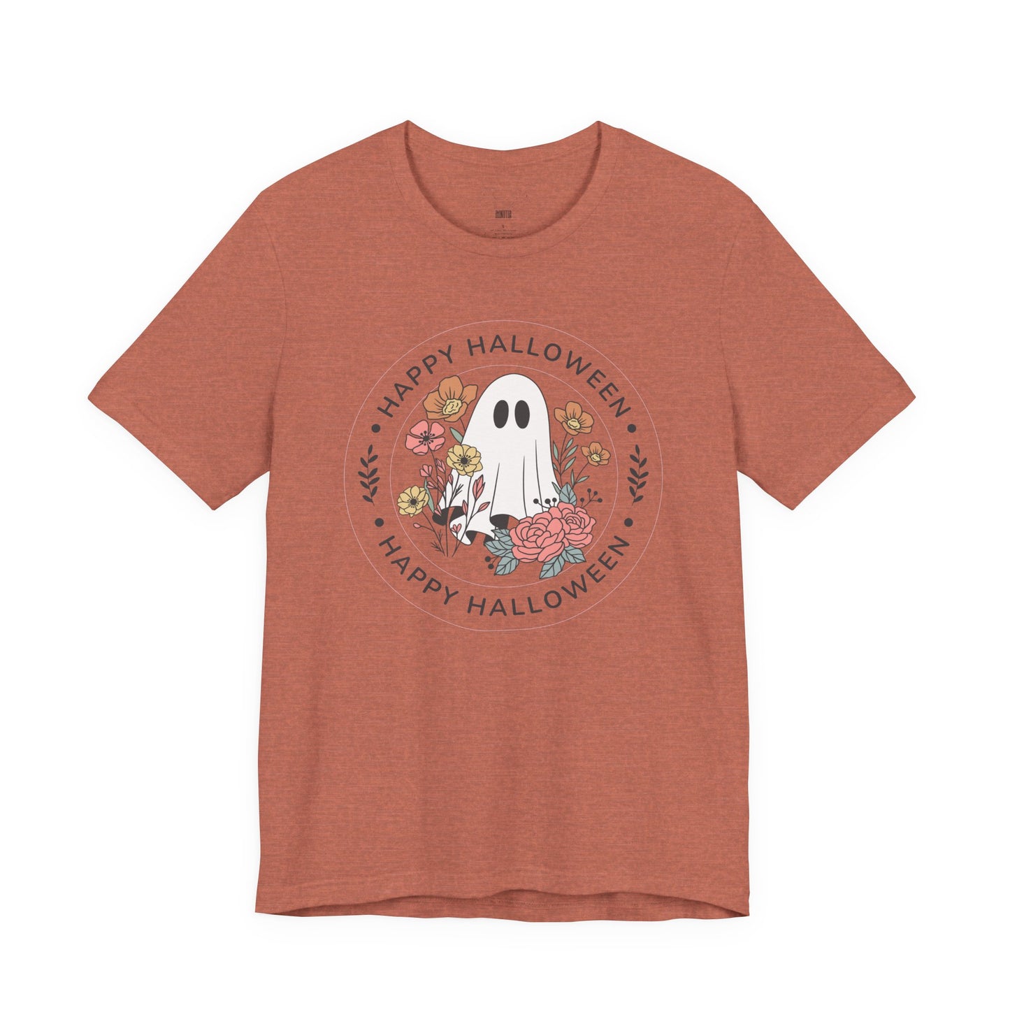 Happy Halloween Floral Ghost Tee – Bella+Canvas 3001