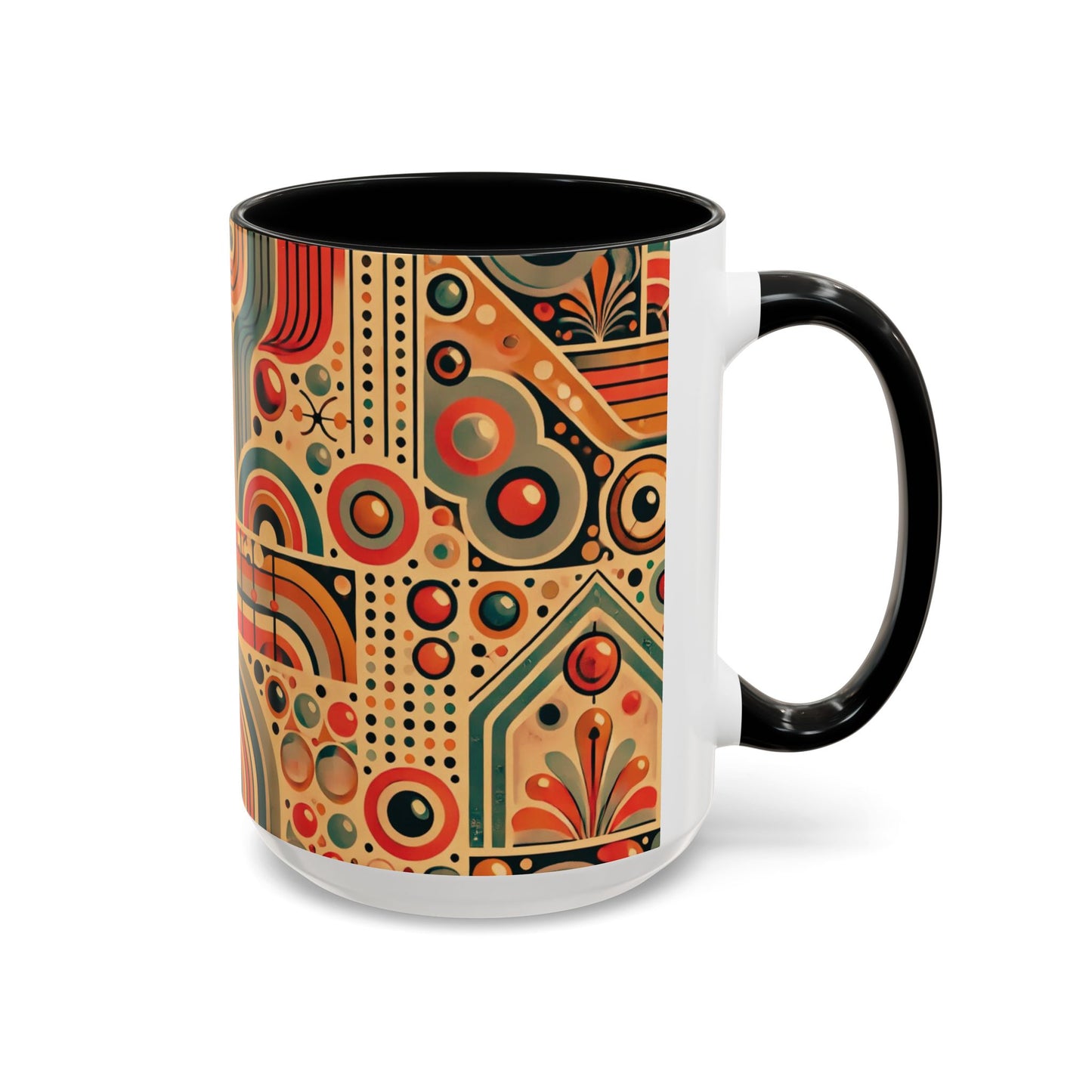 πΏ Retro Boho Accent Coffee Mug | 11oz & 15oz Ceramic Cup | Custom Colors Available
