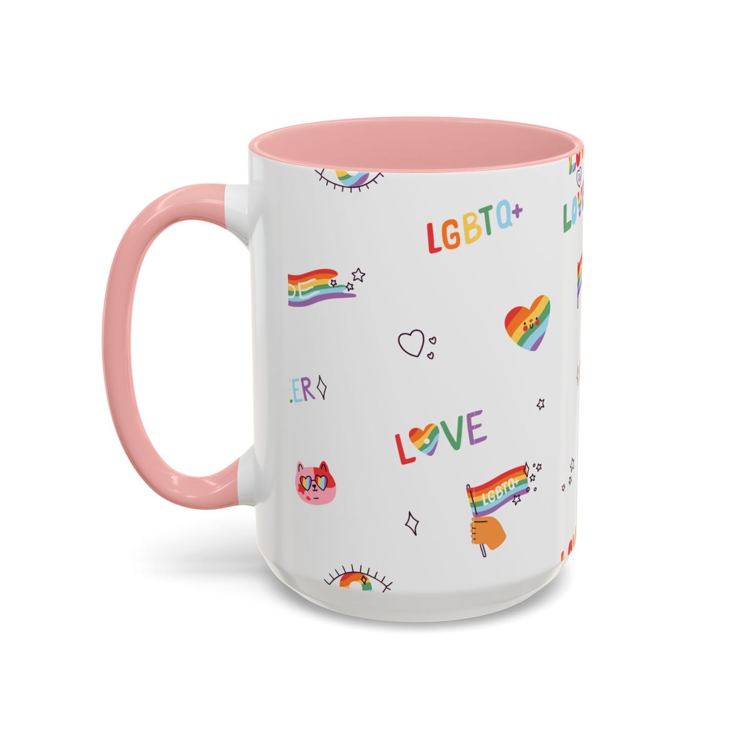 Minimalist Pride Accent Mug | LGBTQ+ Love Ceramic Cup | 11oz & 15oz