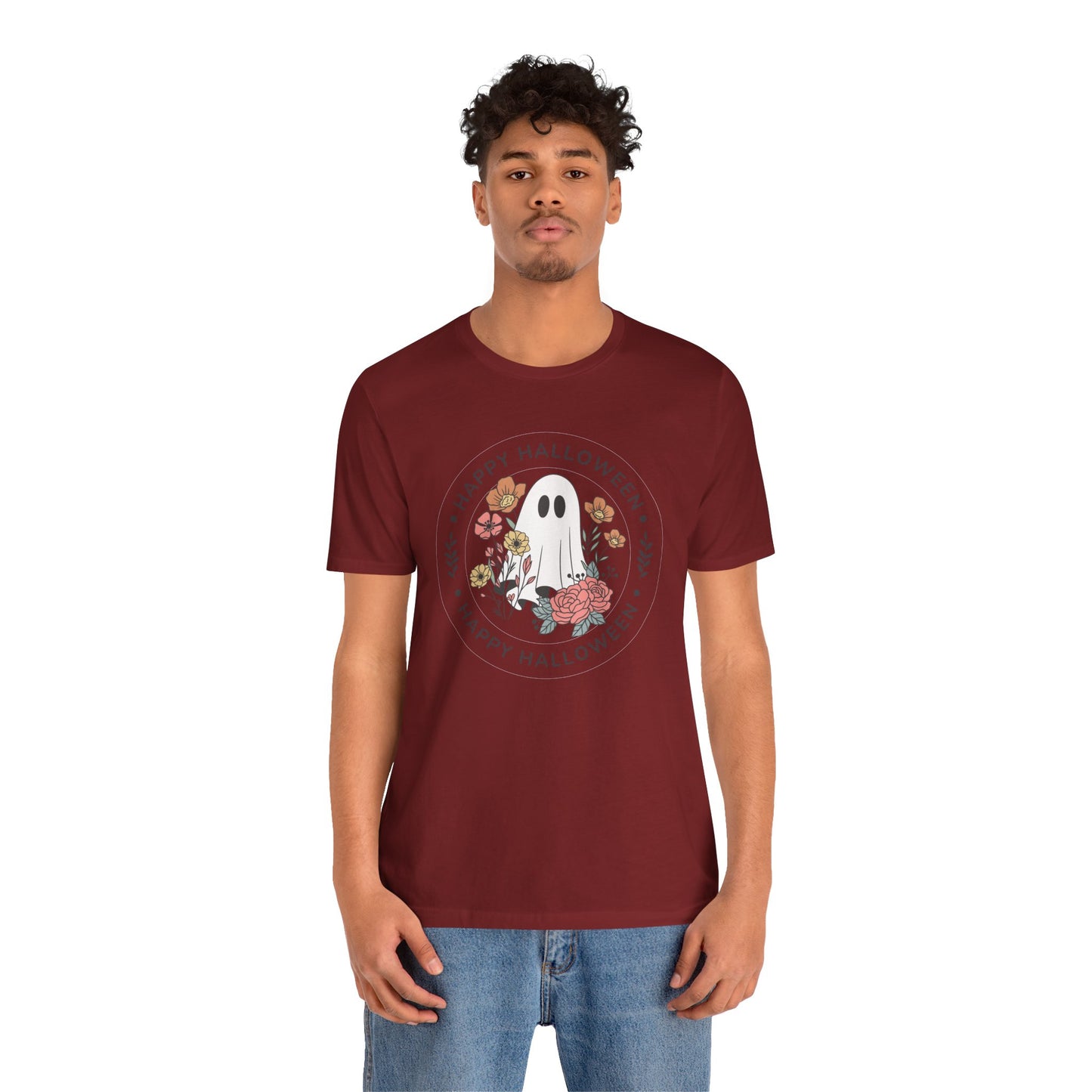 Happy Halloween Floral Ghost Tee – Bella+Canvas 3001