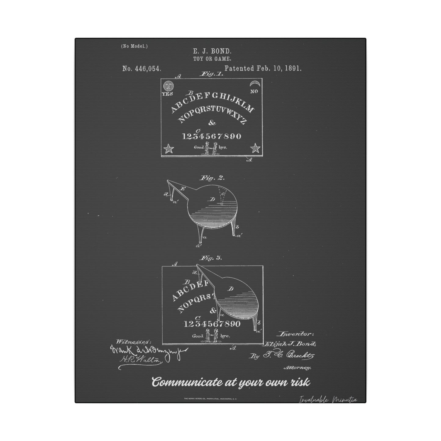 Ouija Board Patent Print (1891) – Gothic Spirit Board Canvas Wall Art