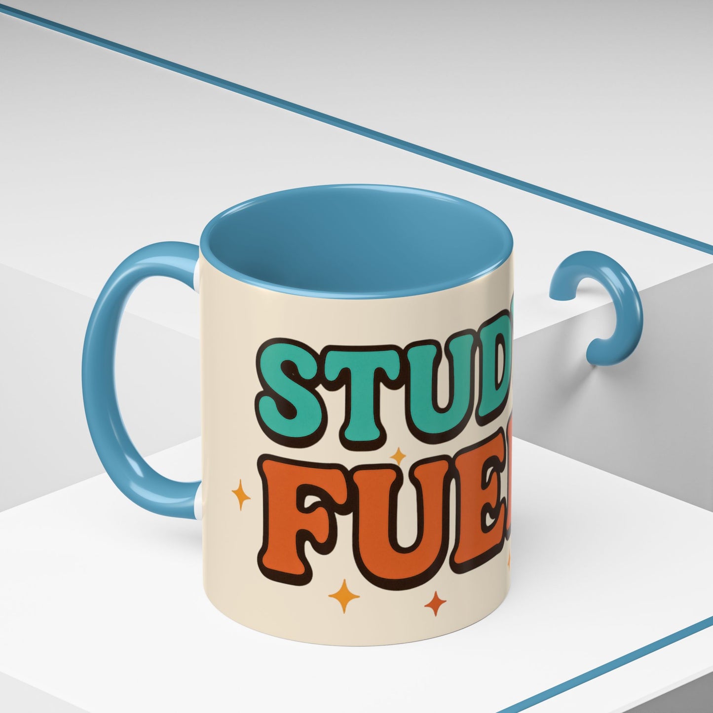 Study Fuel Color Accent Mug (11oz/15oz) – Retro Teacher/Student Coffee Cup • Back to School • Durable Ceramic