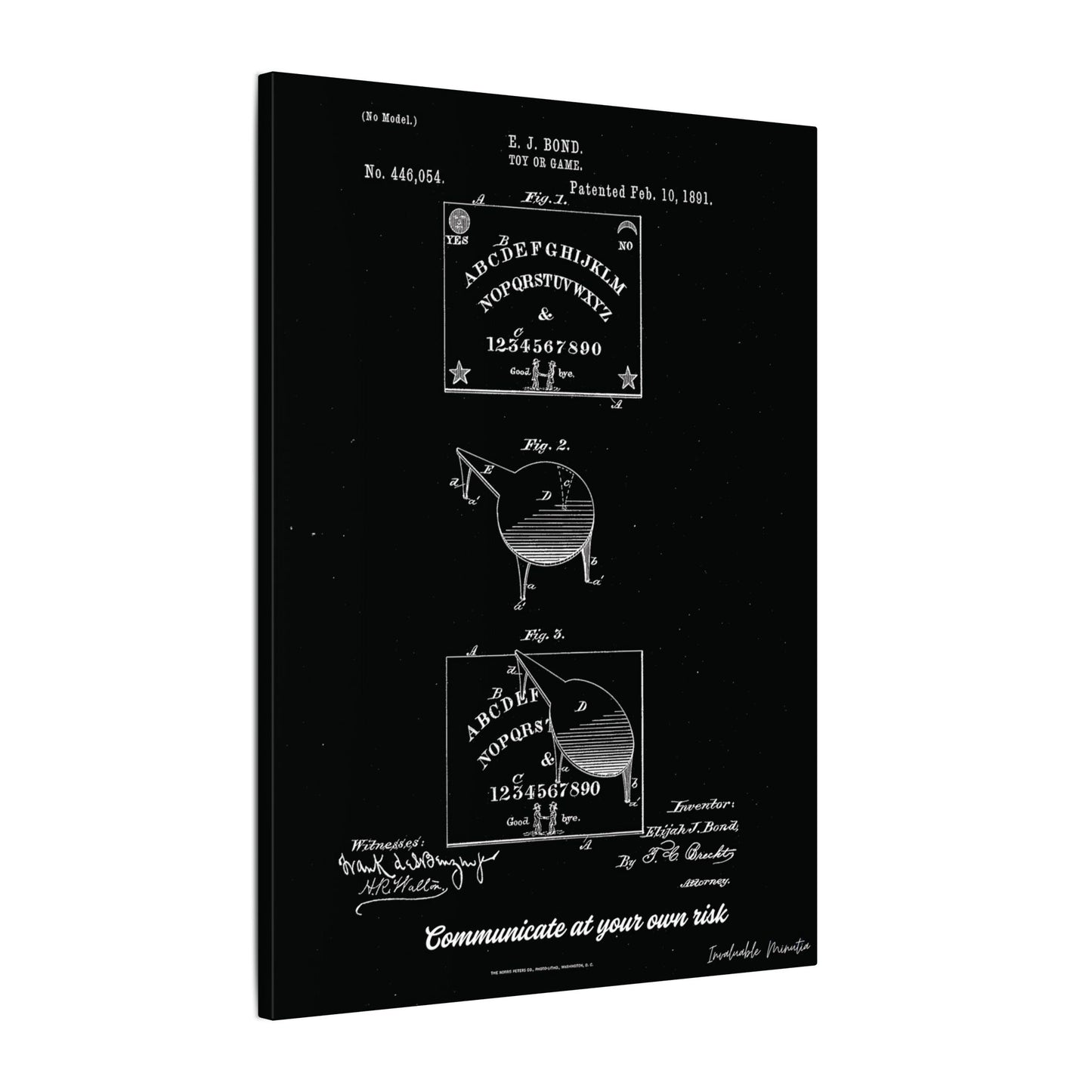 Ouija Board Patent Print (1891) – Gothic Spirit Board Canvas Wall Art