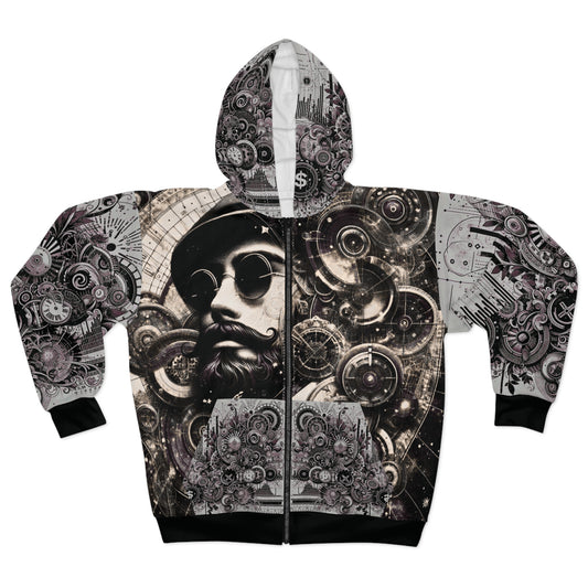 Cyber-Victorian Inventor — Steampunk AOP Zip-Up Hoodie
