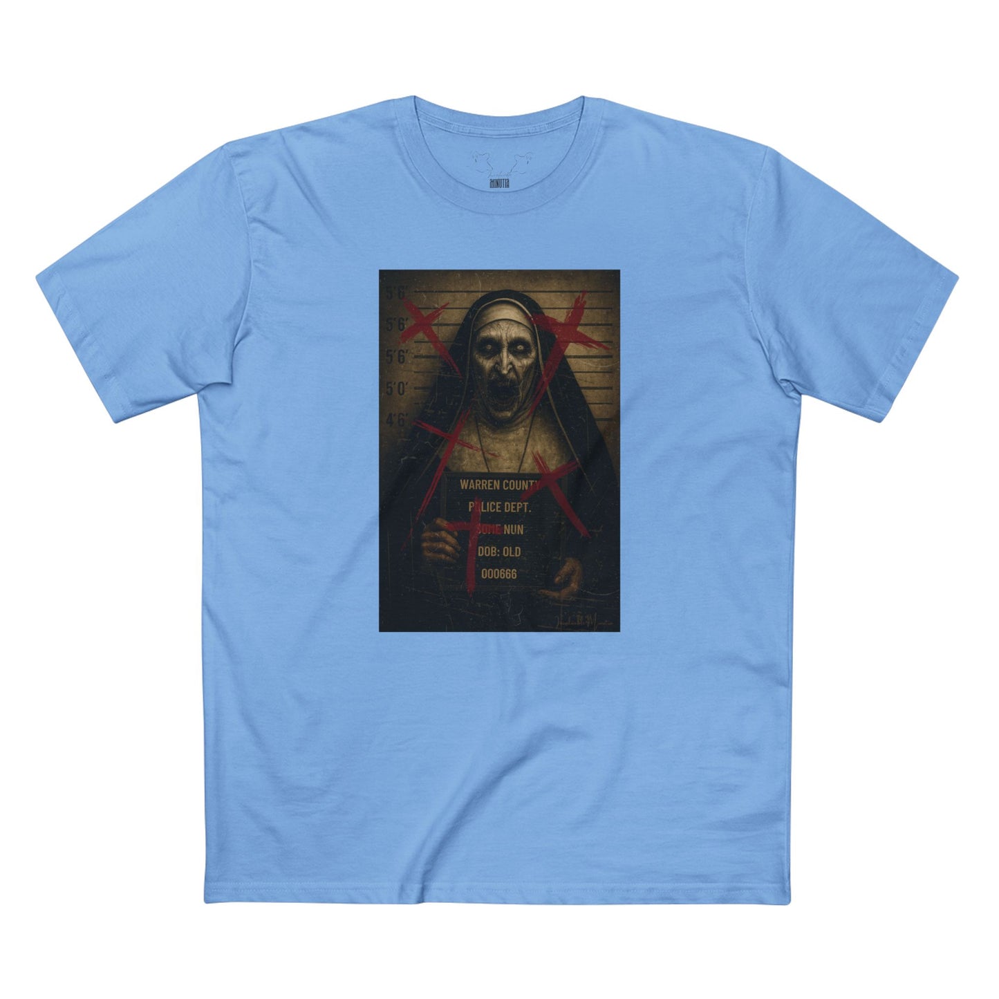 Possessed Nun Mugshot T-Shirt β Premium AS Colour 5001 Horrorcore Tee