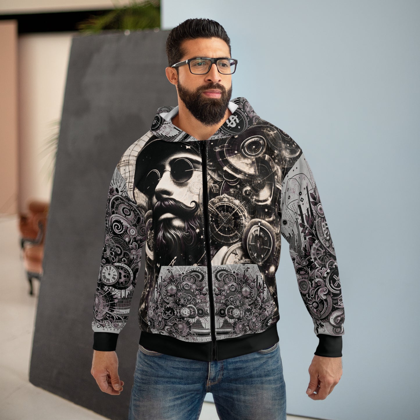 Cyber-Victorian Inventor — Steampunk AOP Zip-Up Hoodie