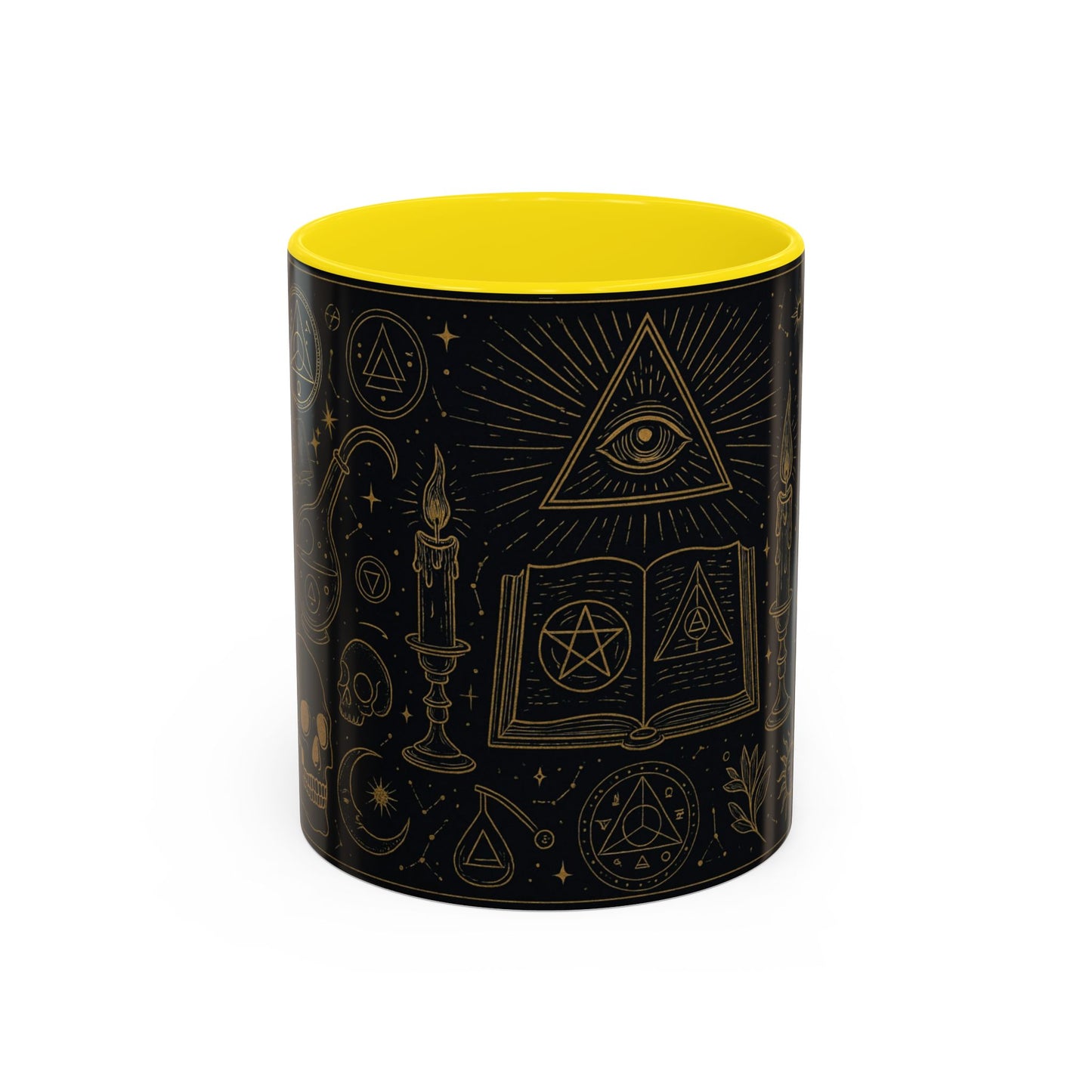 Witchy Aesthetic Coffee Mug โ 15oz Black & Purple Ceramic with Occult Symbols โ Goth Kitchen Decor, Halloween Gift Idea - 11oz/15oz