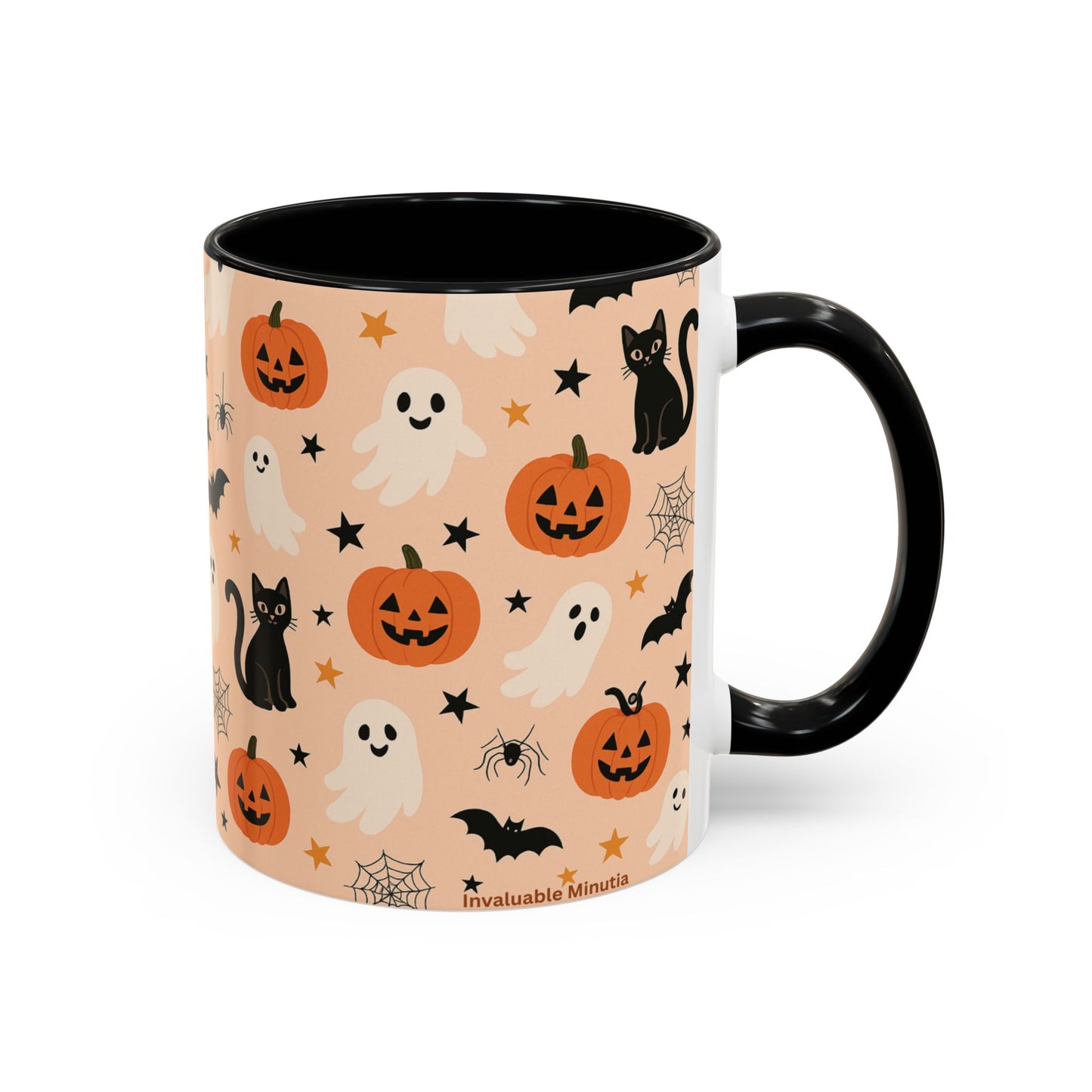 Halloween Color Accent Mug β Ghosts, Pumpkins & Black Cats, Fall Coffee Cup (11oz & 15oz) β Boutique Spooky Season Drinkware