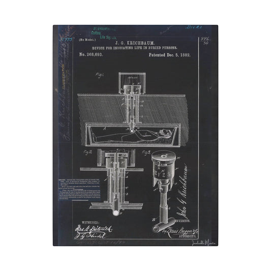 Patenttryck av sĂ€kerhetskista (1882) â Gotisk ritning pĂ„ canvastavla