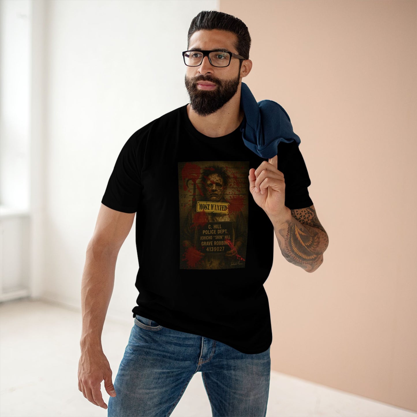 Leatherface Mugshot T-Shirt – Premium AS Colour 5001 Horror Tee