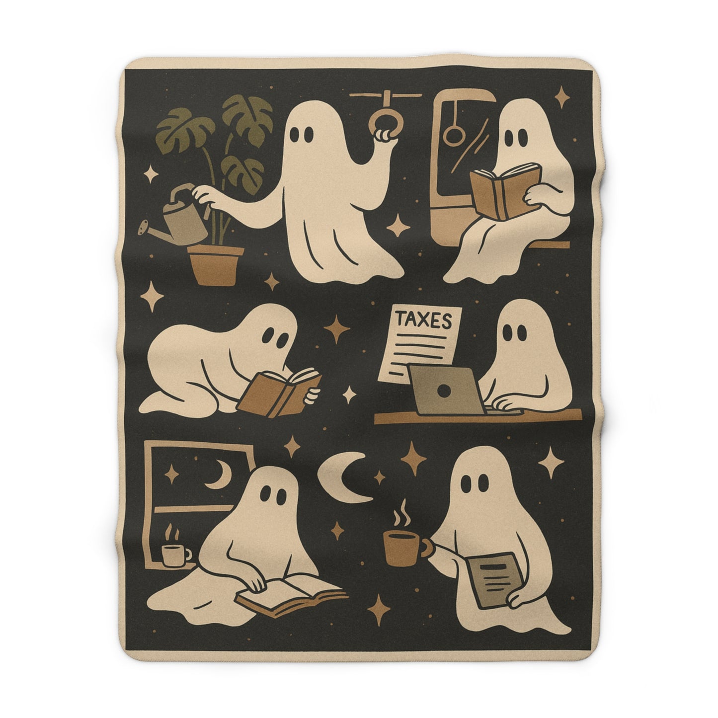 Ghost Routine Sherpa Fleece Blanket β Cozy Spooky Season Throw, Trans-Seasonal Comfort, 50"x60" or 60"x80"