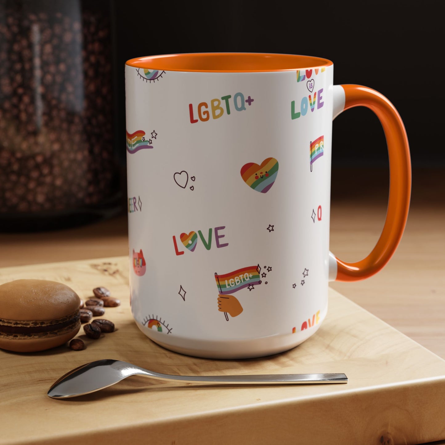 Minimalist Pride Accent Mug | LGBTQ+ Love Ceramic Cup | 11oz & 15oz