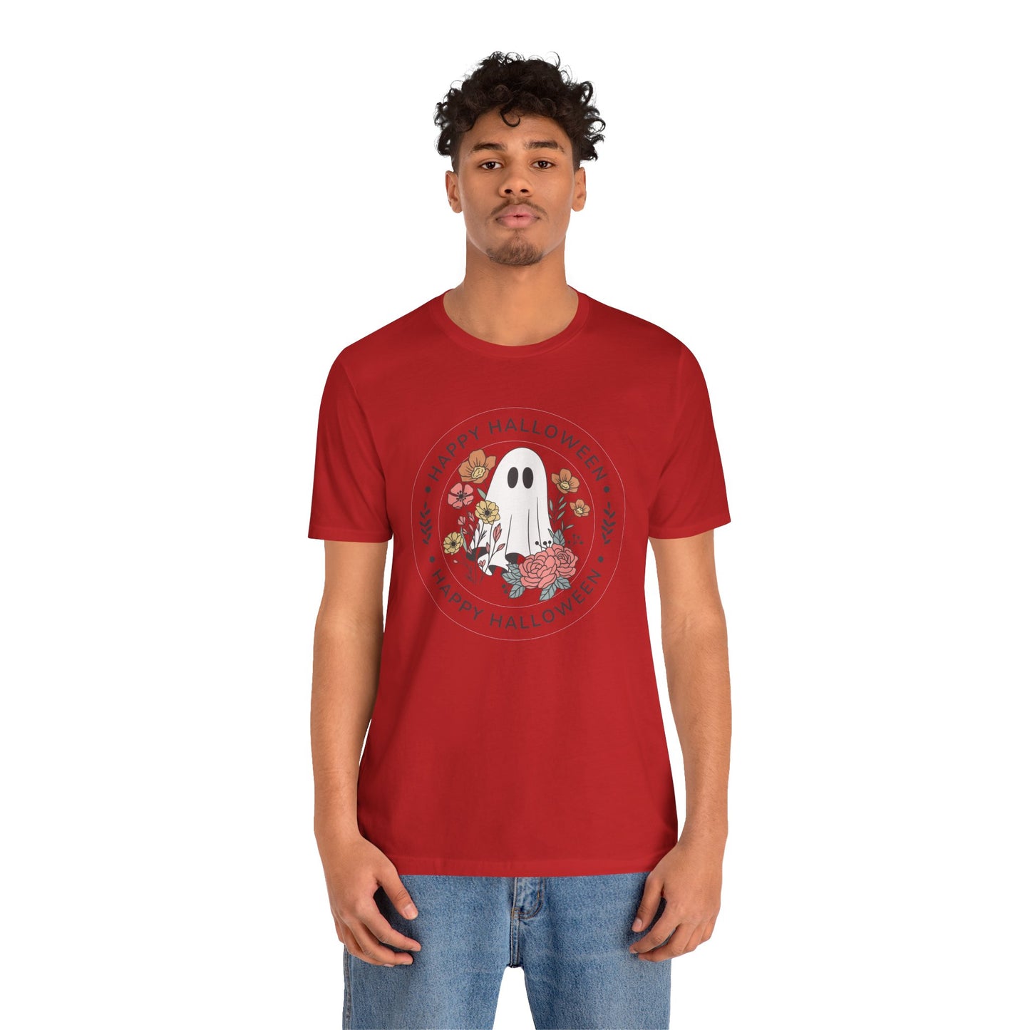 Happy Halloween Floral Ghost Tee – Bella+Canvas 3001