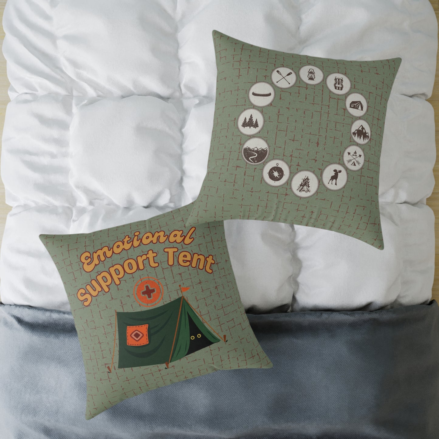 Fun Camping Decor Pillow - Emotional Support Tent β Boutique Canvas Throw Pillow