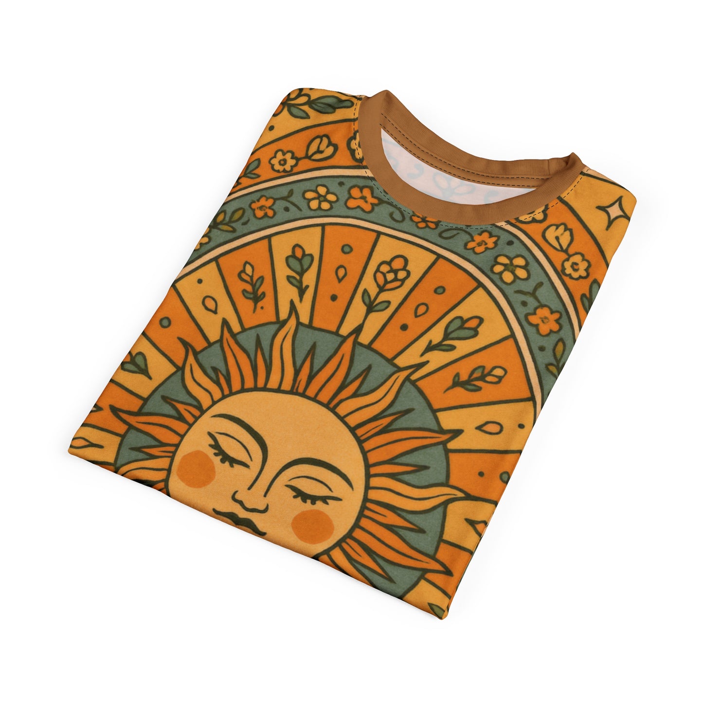 Sun & Moon Boho Vibes Unisex Cut & Sew Tee | AOP Shirt, Boho Style Tee, Perfect for Summer, Gift for Nature Lovers, Festival Wear