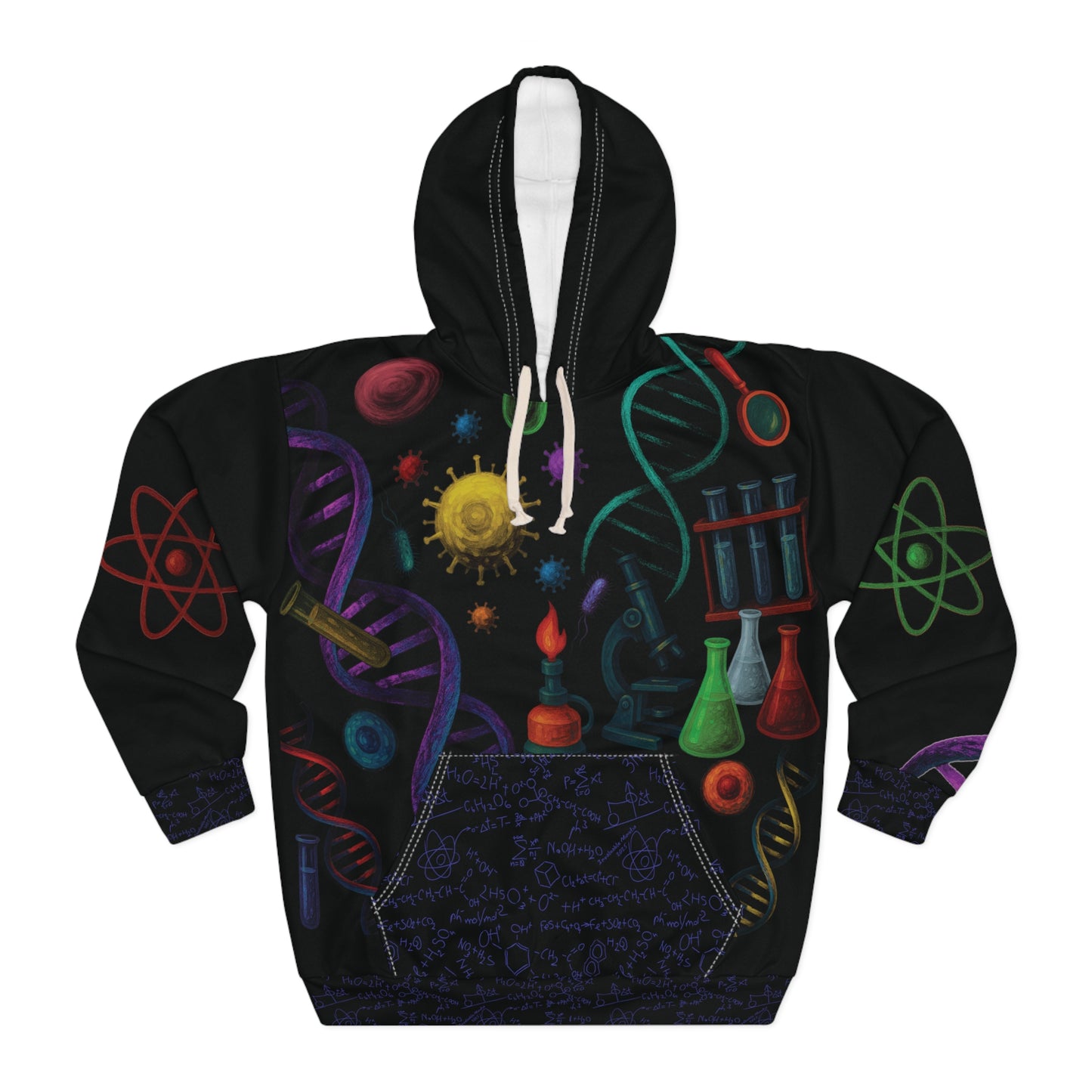 Artistic DNA Science Theme Unisex Pullover Hoodie, Ideal for Science Lovers, Gifts for Students - ALL Over Print