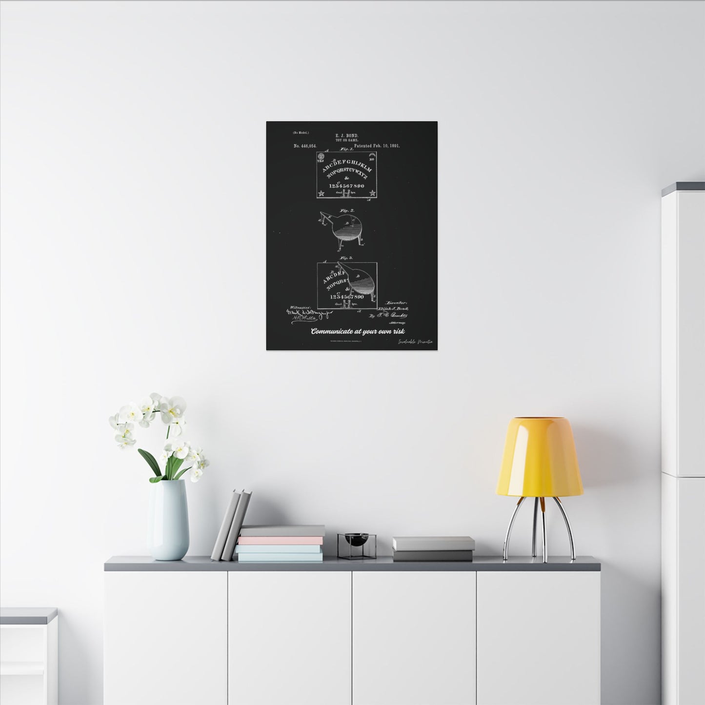 Ouija Board Patent Print (1891) – Gothic Spirit Board Canvas Wall Art
