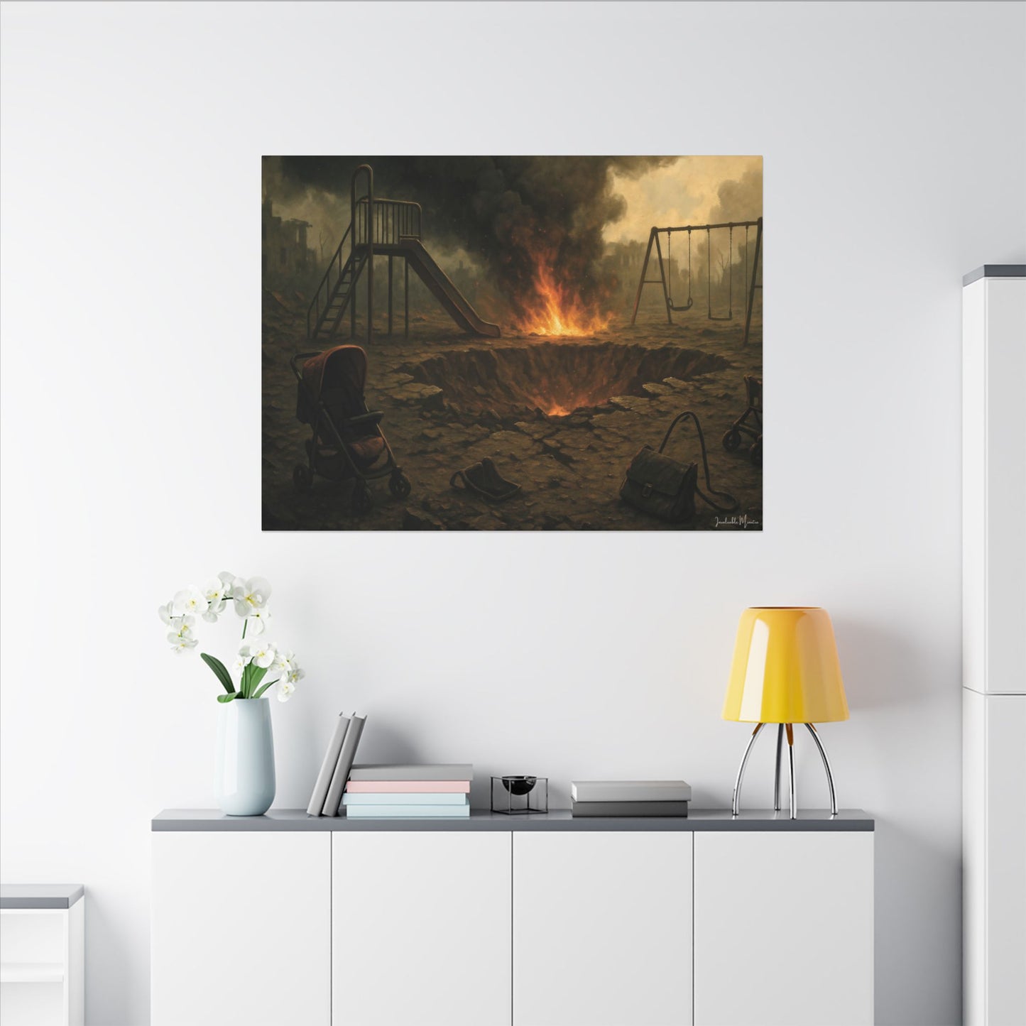 Apocalyptic Playground Canvas Print – Dark Surreal Landscape Wall Art – Post-Apocalyptic Home Décor