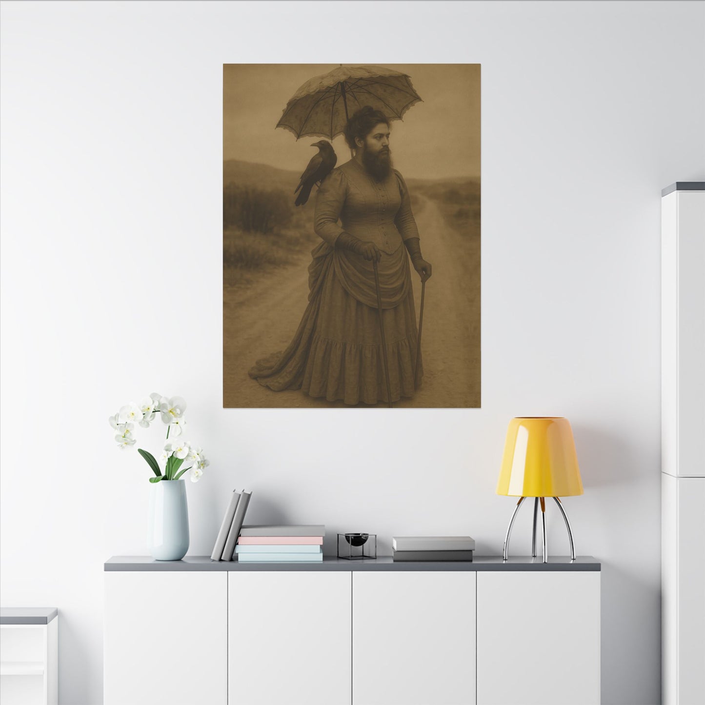 Bearded Lady with Crow β Matte Canvas Print (Gallery-Wrapped) 0.75"