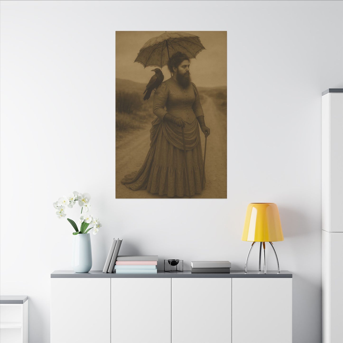 Bearded Lady with Crow β Matte Canvas Print (Gallery-Wrapped) 0.75"