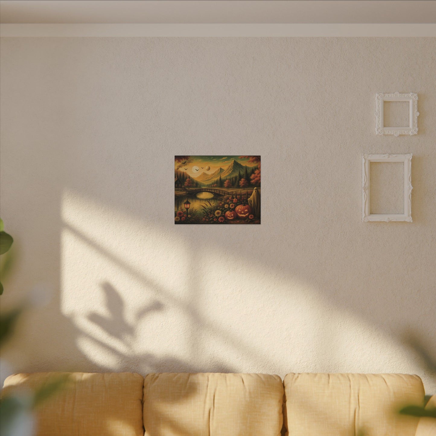 Ghost in the Garden – Autumn Halloween Landscape Canvas Print
