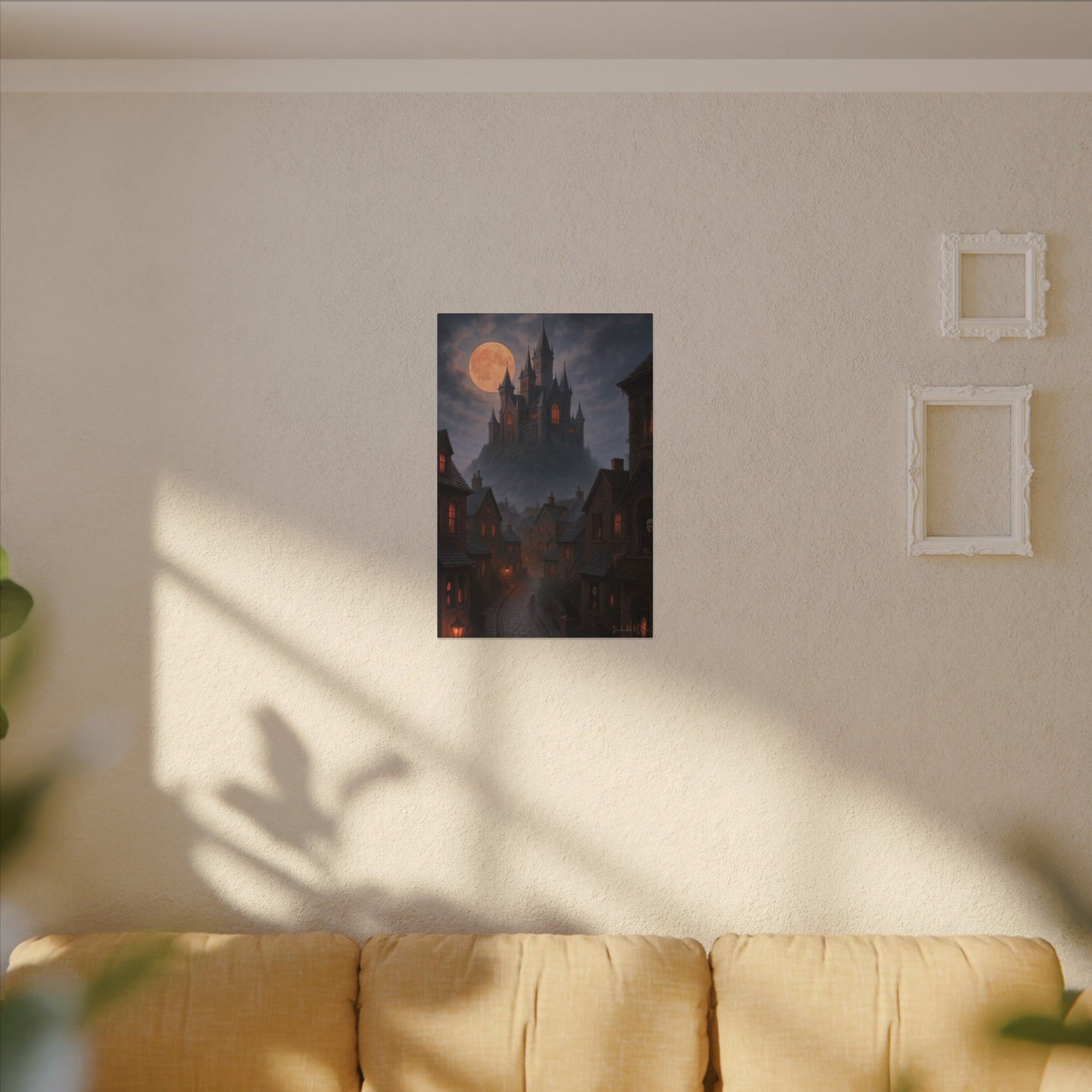 Haunted Hilltop Castle Canvas Print – Gothic Halloween Wall Art for Spooky Season Decor