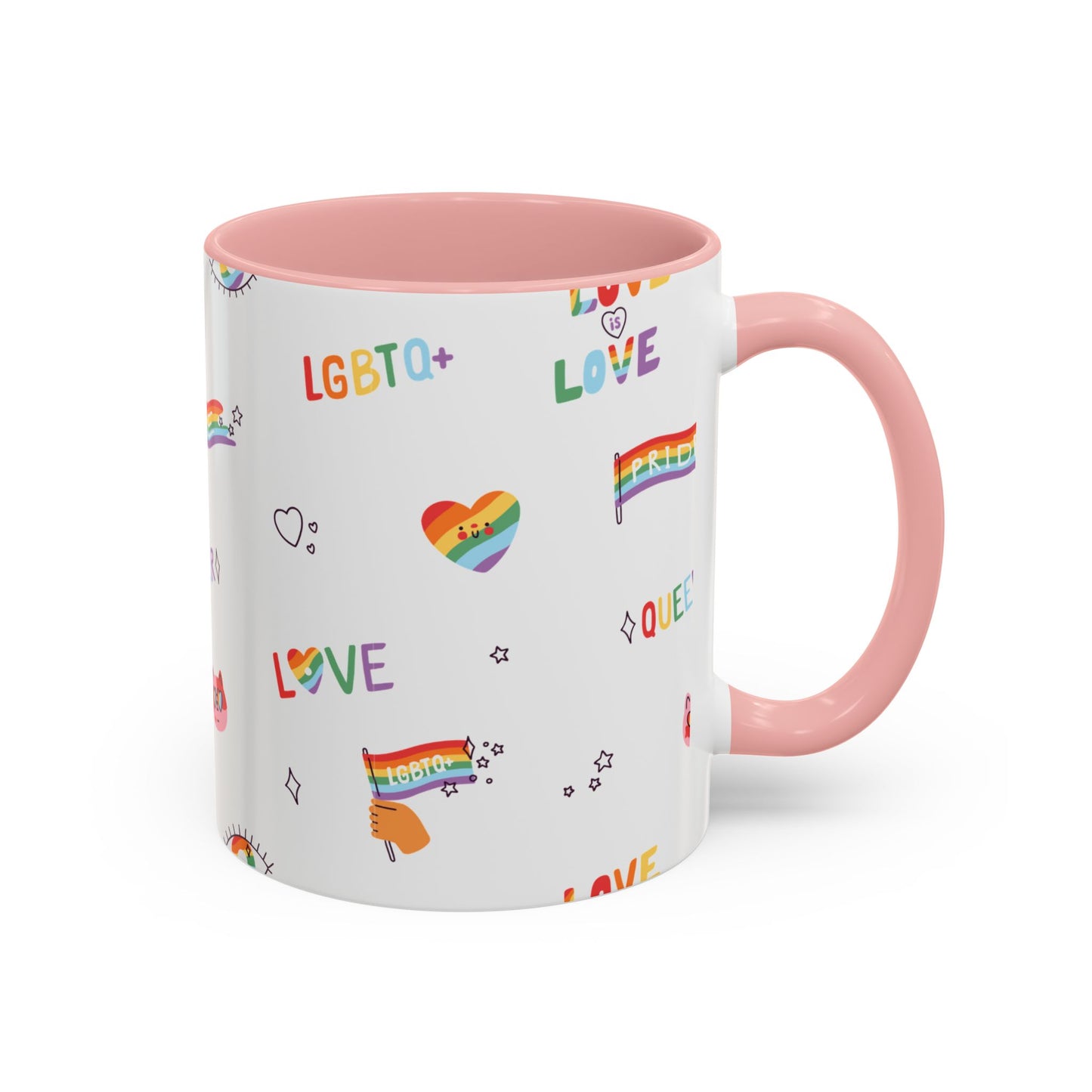 Minimalist Pride Accent Mug | LGBTQ+ Love Ceramic Cup | 11oz & 15oz