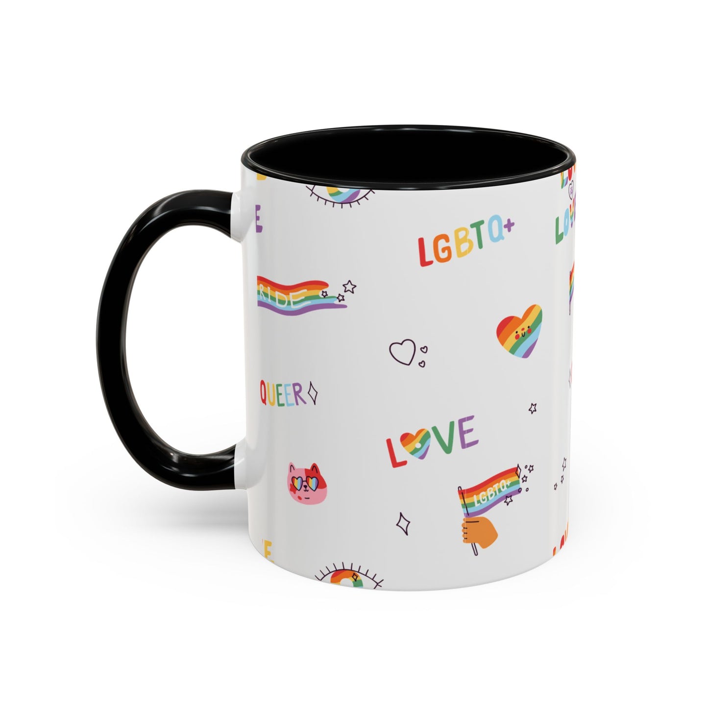 Minimalist Pride Accent Mug | LGBTQ+ Love Ceramic Cup | 11oz & 15oz