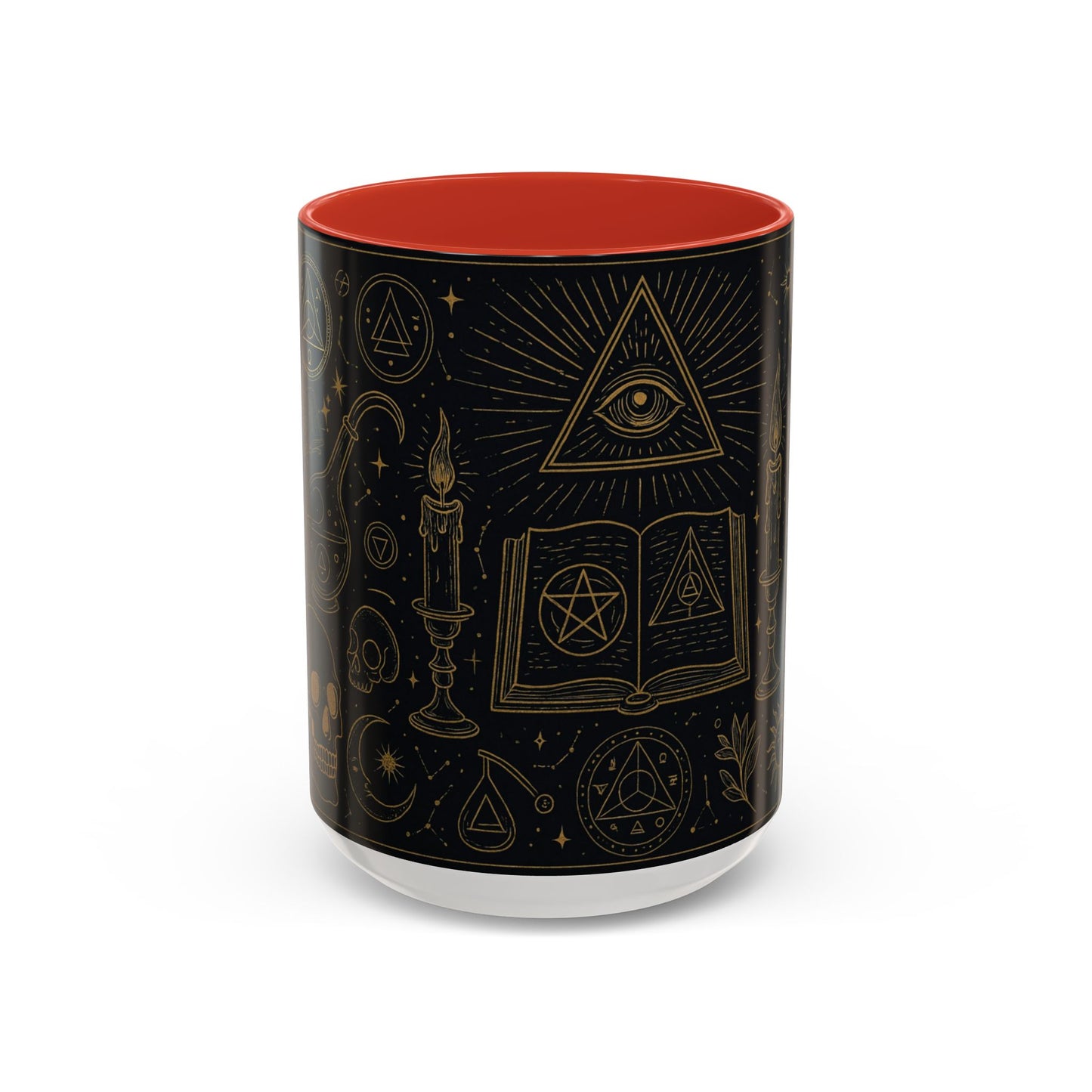 Witchy Aesthetic Coffee Mug โ 15oz Black & Purple Ceramic with Occult Symbols โ Goth Kitchen Decor, Halloween Gift Idea - 11oz/15oz