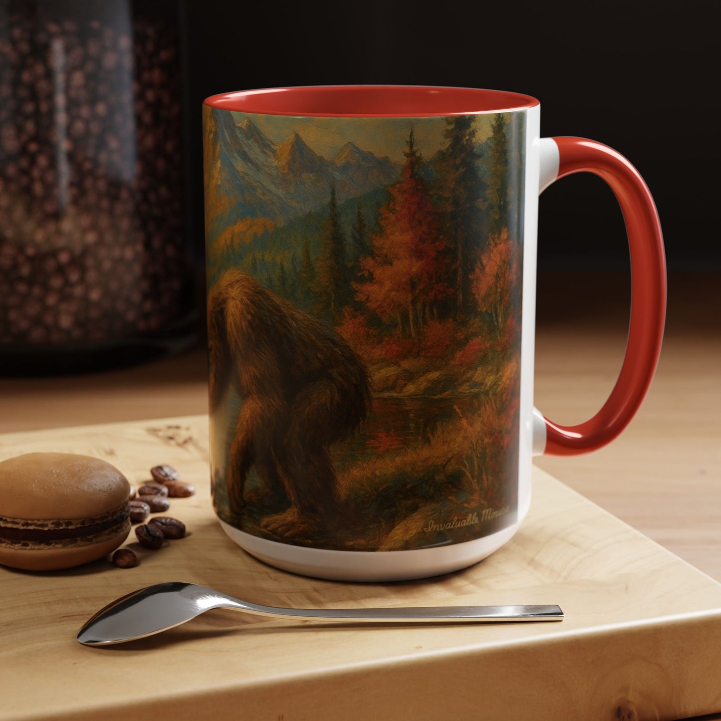 Bigfoot River Scene Mug | Autumn Wilderness Accent Coffee Mug (11oz/15oz)