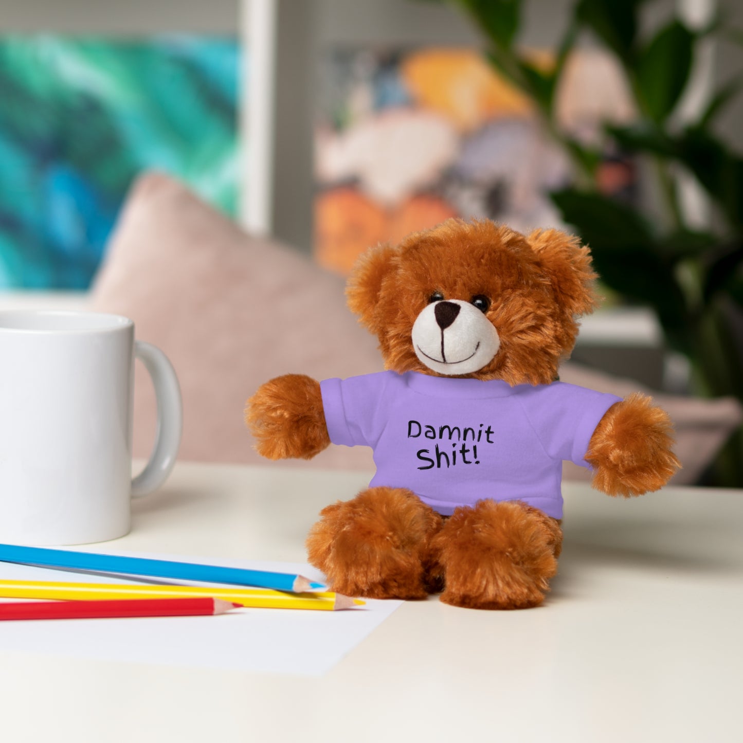 8" Funny Stuffed Animal Gift for Adults, Cute Plush Toy, Humor Bear, Sarcastic Gifts, Quirky Decor, Comfort Toy with Quote