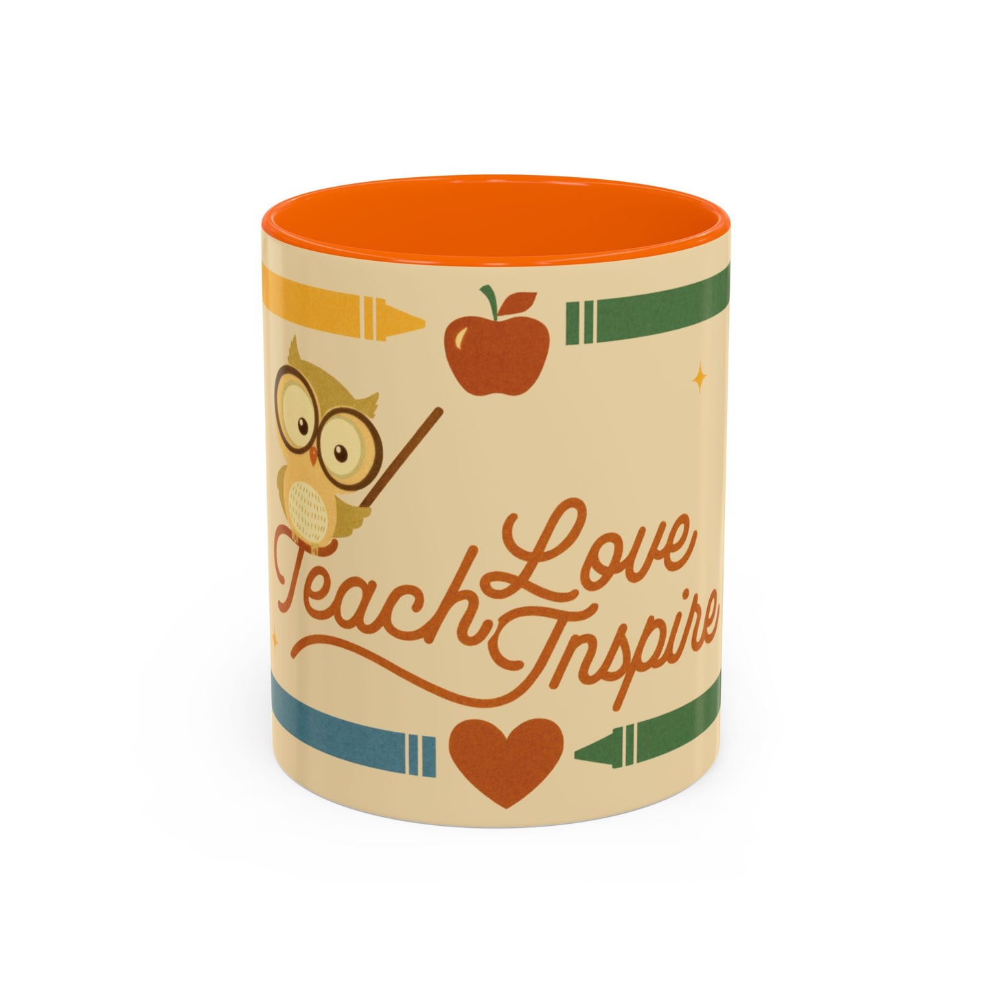 Teach Love Inspire Color Accent Mug (11oz/15oz) – Teacher Gift • Back to School • Durable Ceramic, Dishwasher & Microwave Safe