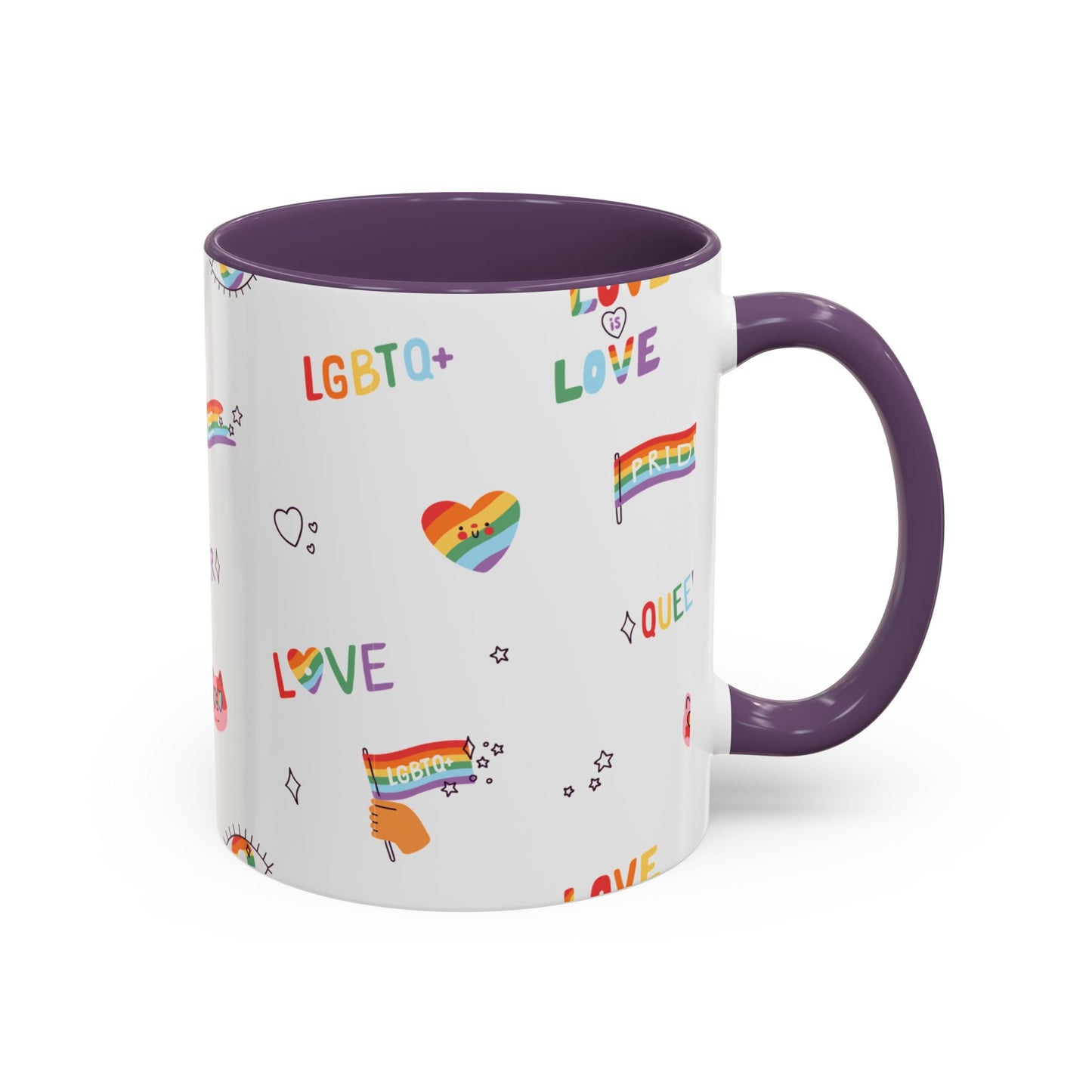 Minimalist Pride Accent Mug | LGBTQ+ Love Ceramic Cup | 11oz & 15oz