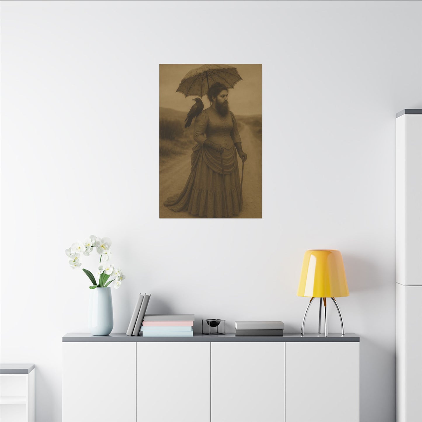 Bearded Lady with Crow β Matte Canvas Print (Gallery-Wrapped) 0.75"