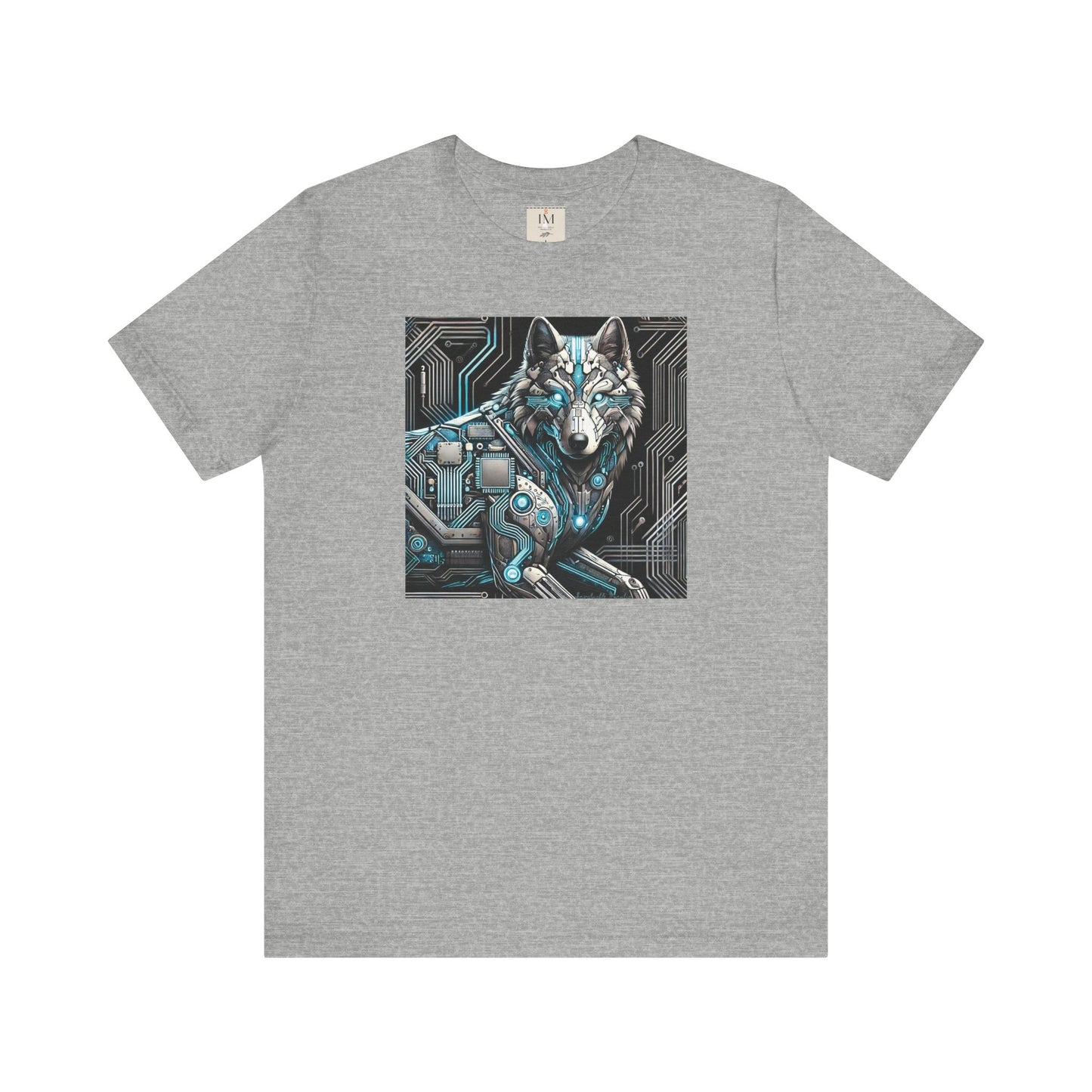 Tech Cyber Wolf Unisex Jersey Tee - Futuristic Animal Print Animal T-Shirt