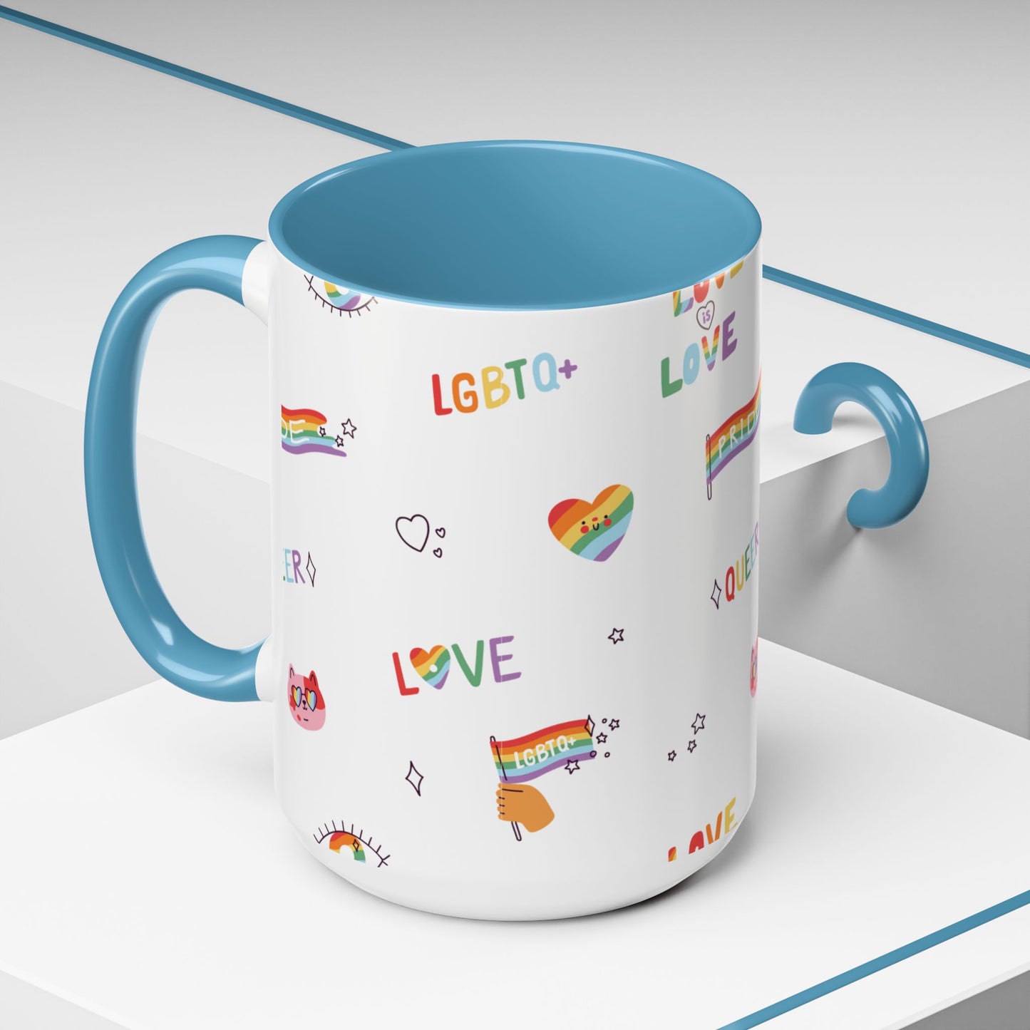 Minimalist Pride Accent Mug | LGBTQ+ Love Ceramic Cup | 11oz & 15oz