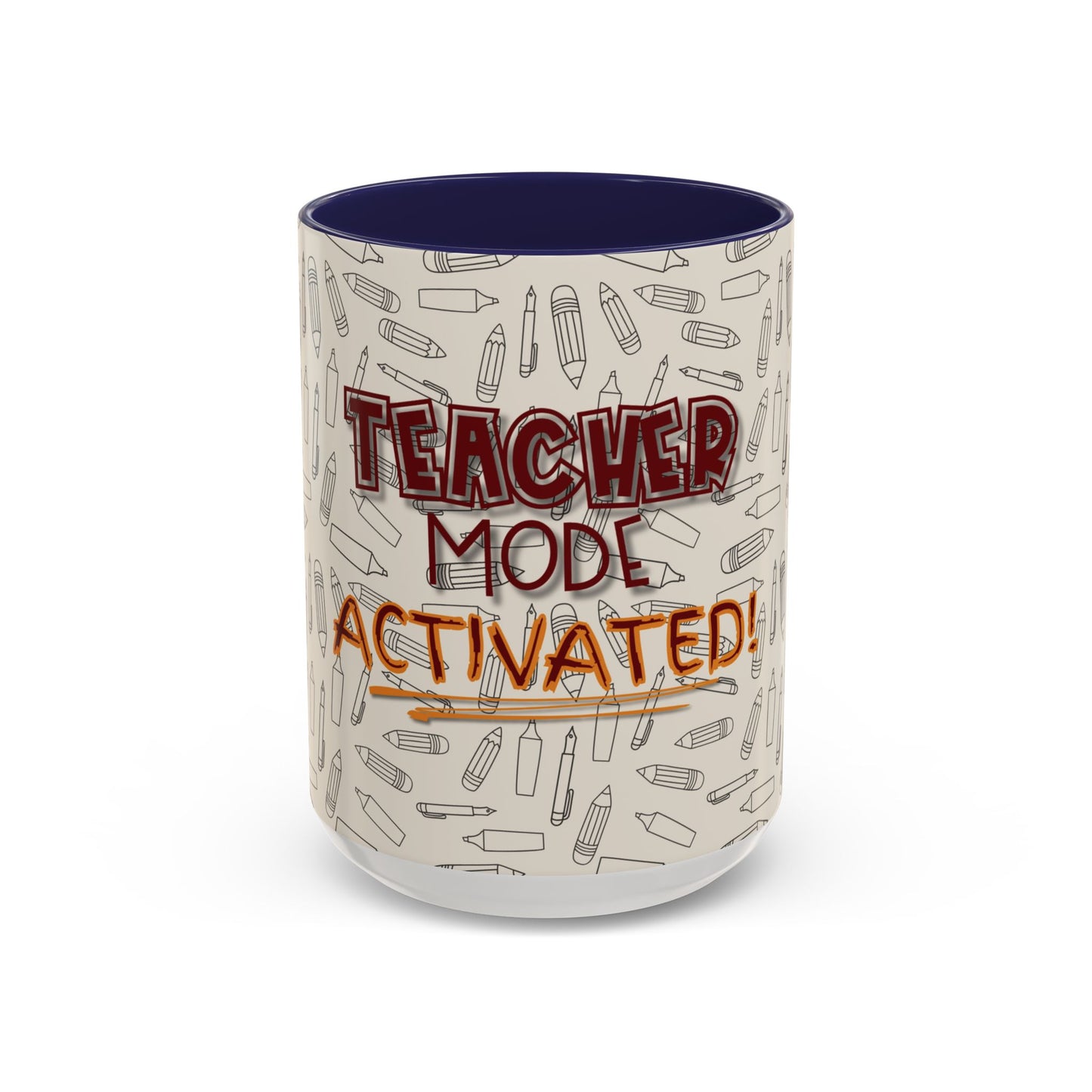 Funny Teacher Coffee Mug – Back to School Gift – “Teacher Mode Activated” – Color Accent 11oz 15oz – Classroom Decor – Durable Ceramic – Education Life